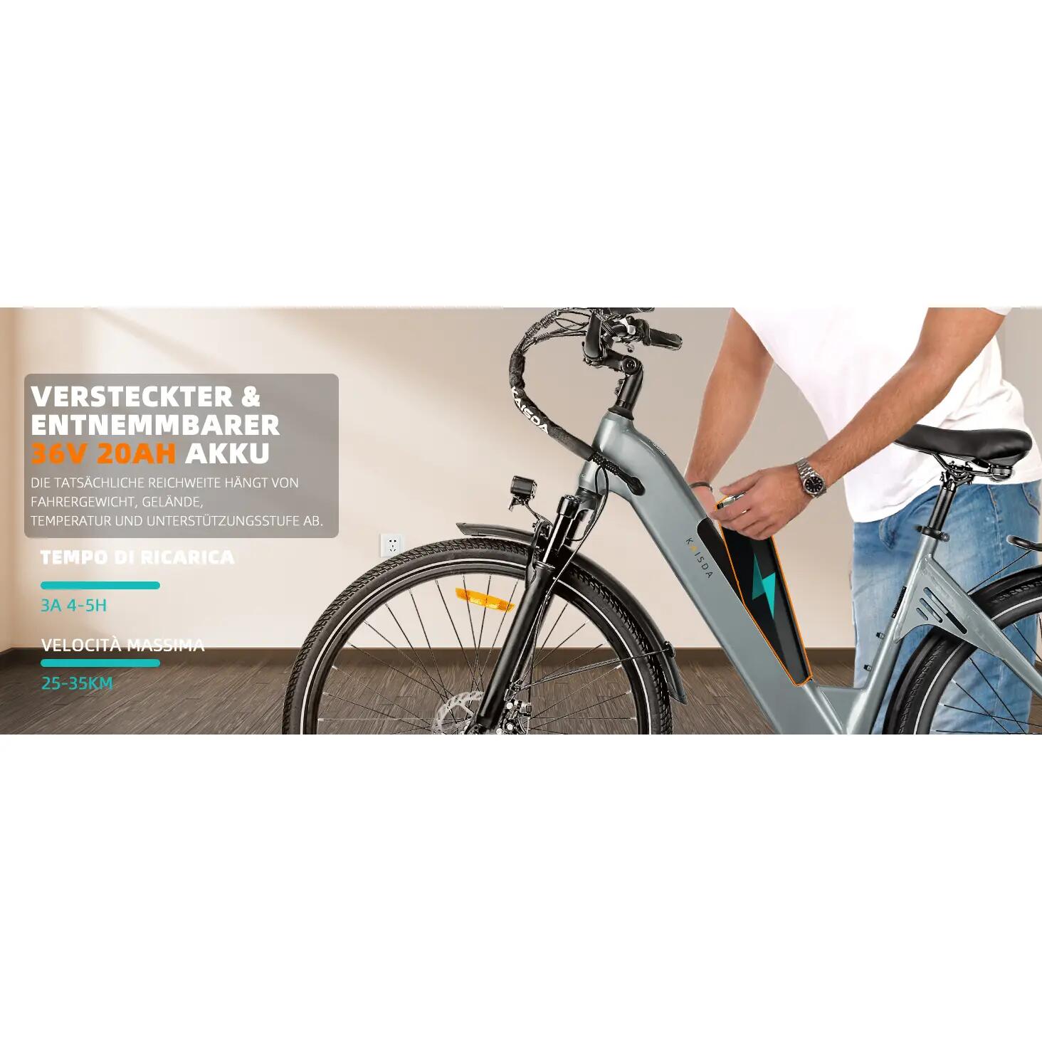 Elektrische fiets voor volwassenen KAISDA K608, 36V 20Ah-accu 8/14