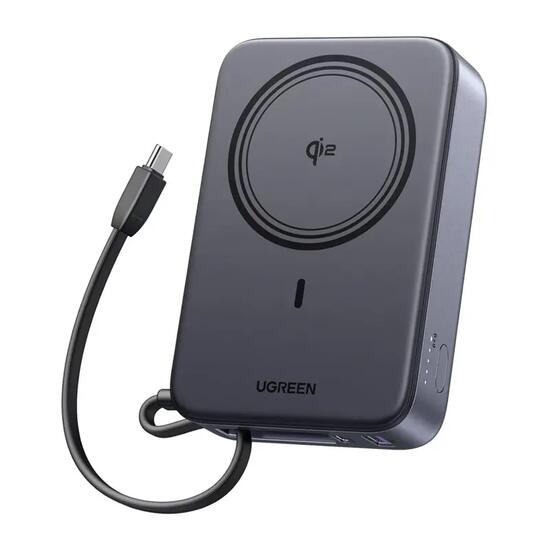 Powerbank magnetyczny 20000mAh Ugreen PB567, USB + USB-C, Qi2 15W (szary)