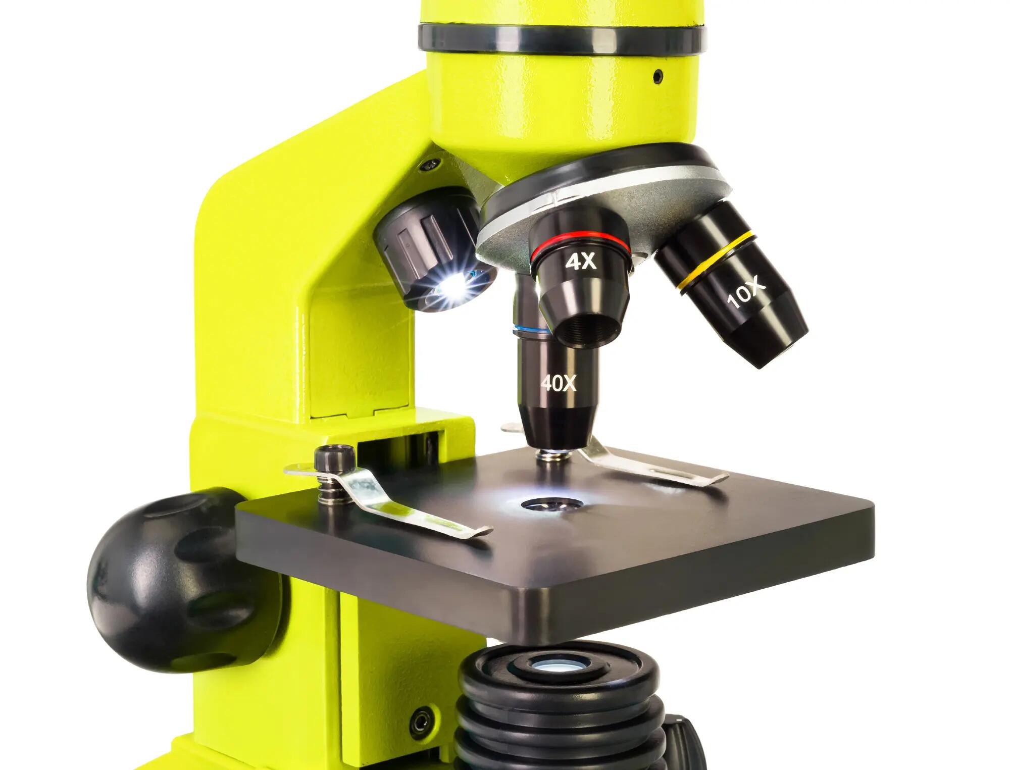 Microscopio Levenhuk Rainbow 2L Verde limetta con libro in inglese 10/14