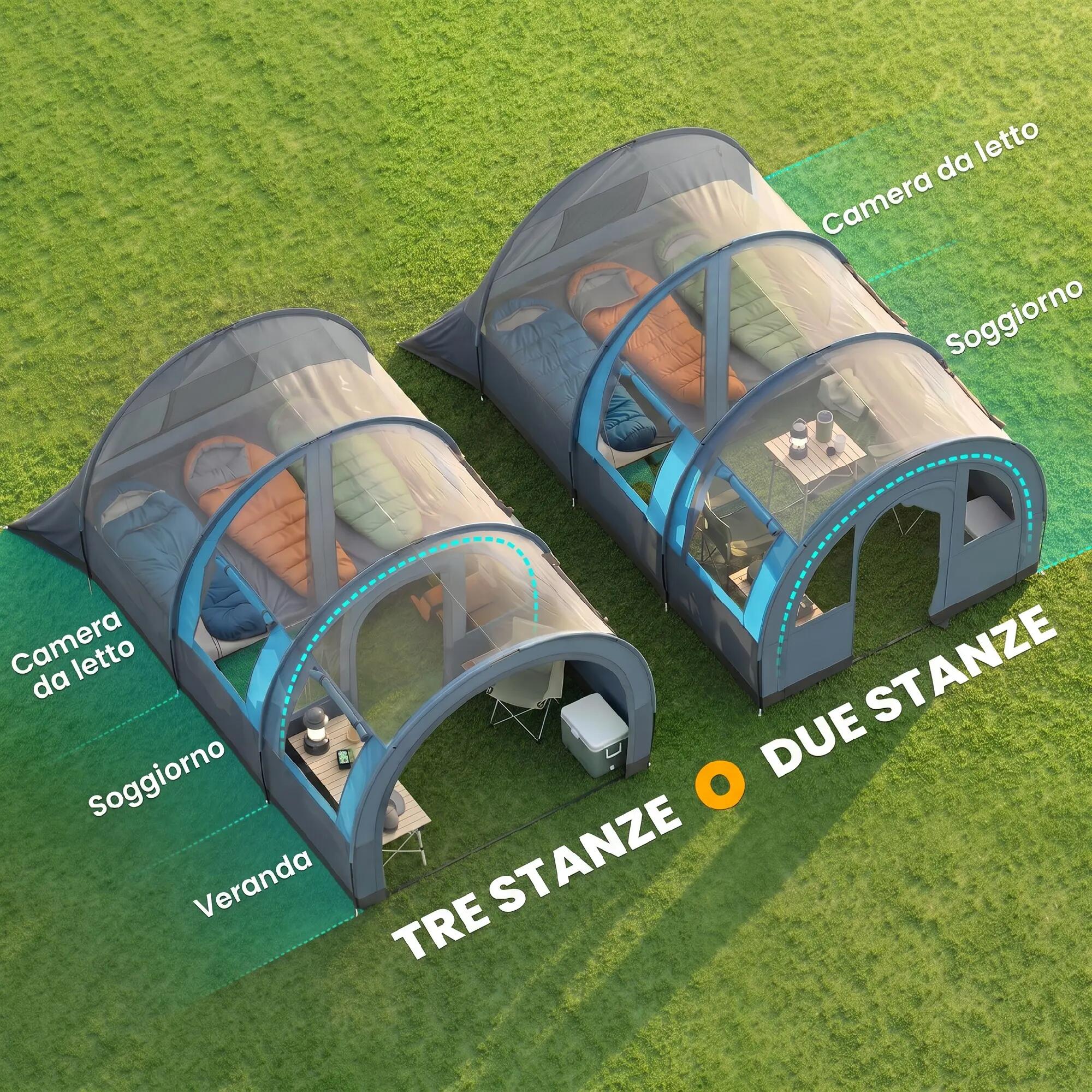 Tente de camping - tunnel 3 places, imperméable - gris et bleu 6/6