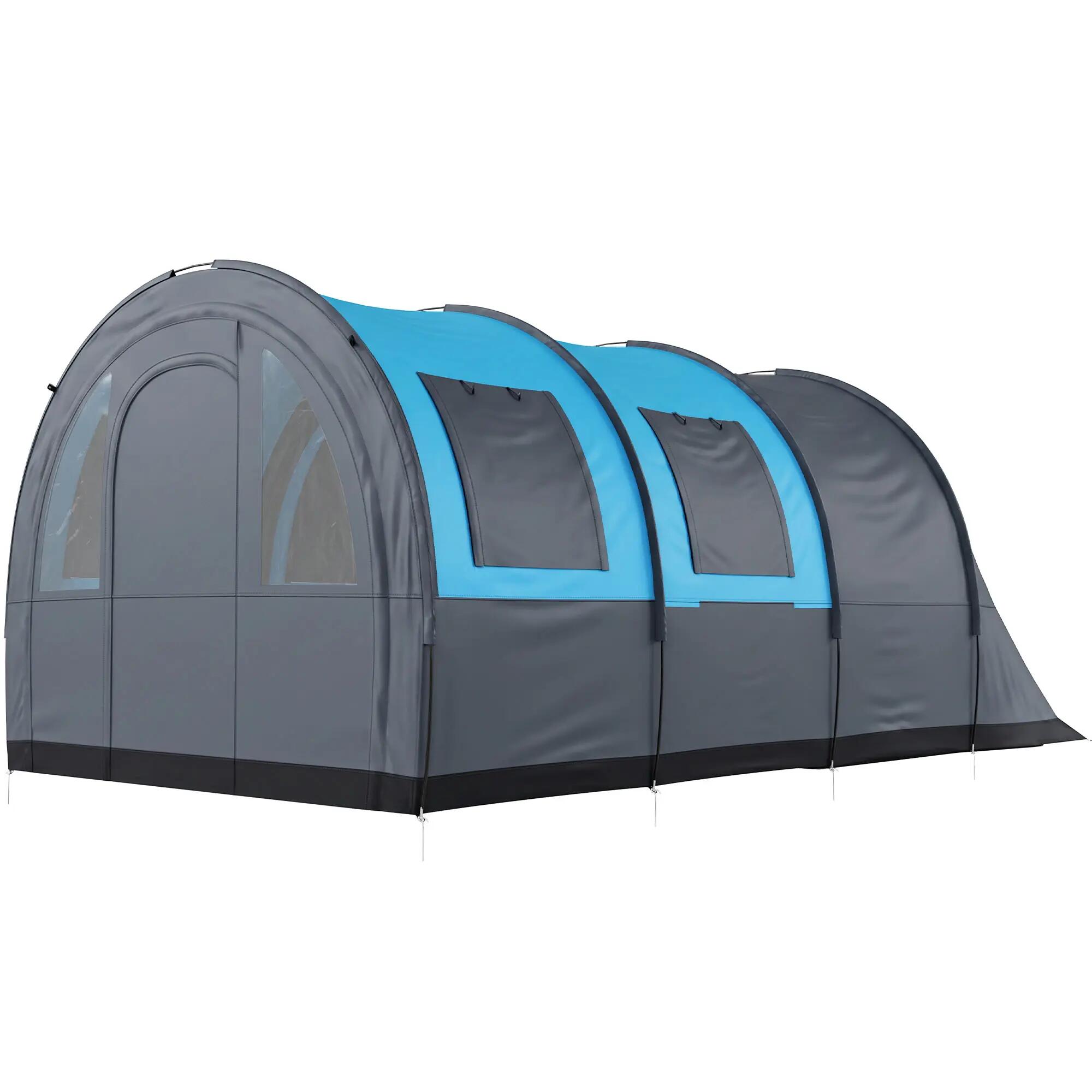 Tente de camping - tunnel 3 places, imperméable - gris et bleu 2/6