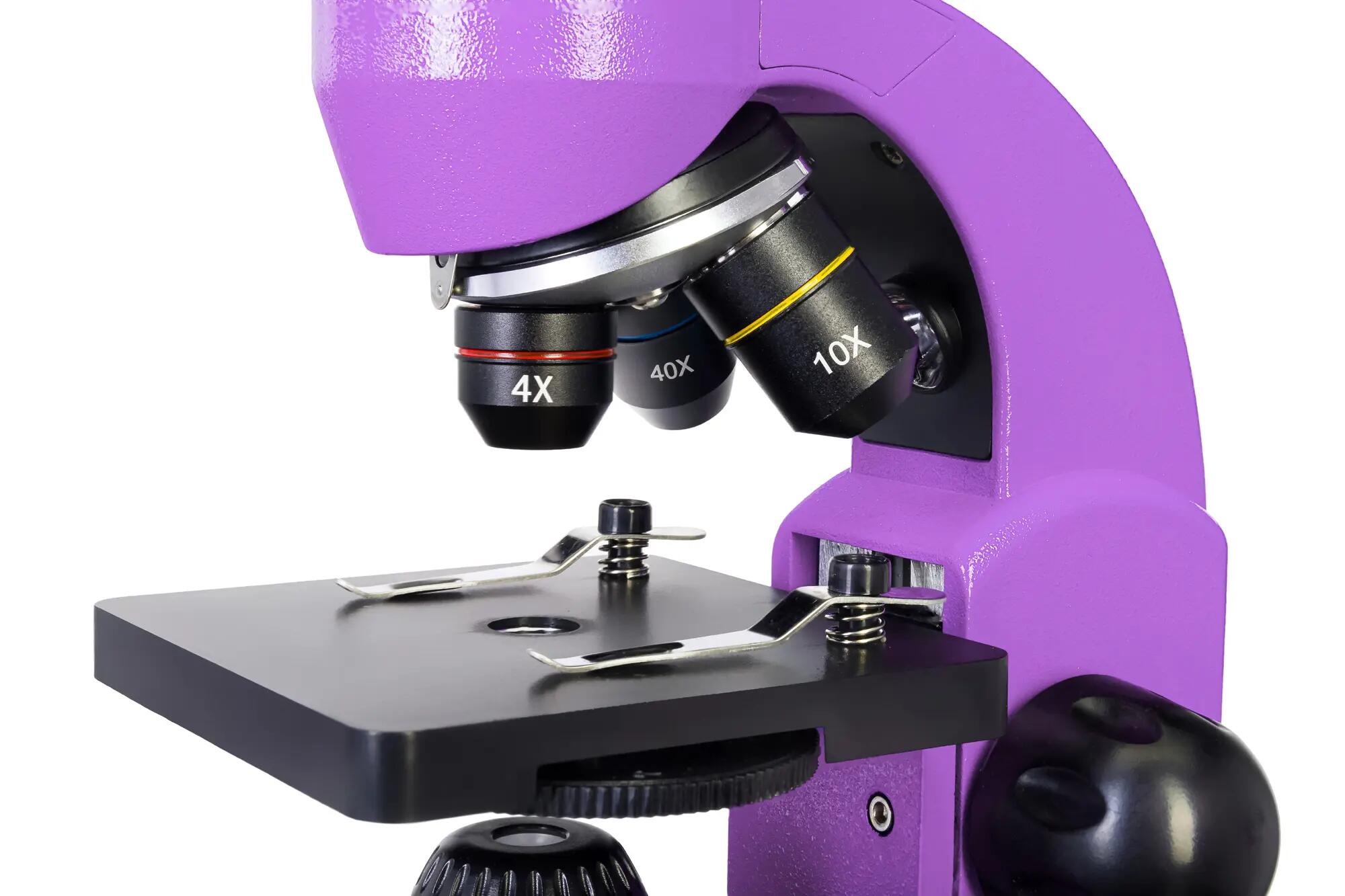 Microscopio Levenhuk Rainbow 50L Ametista con libro in bulgaro 10/15