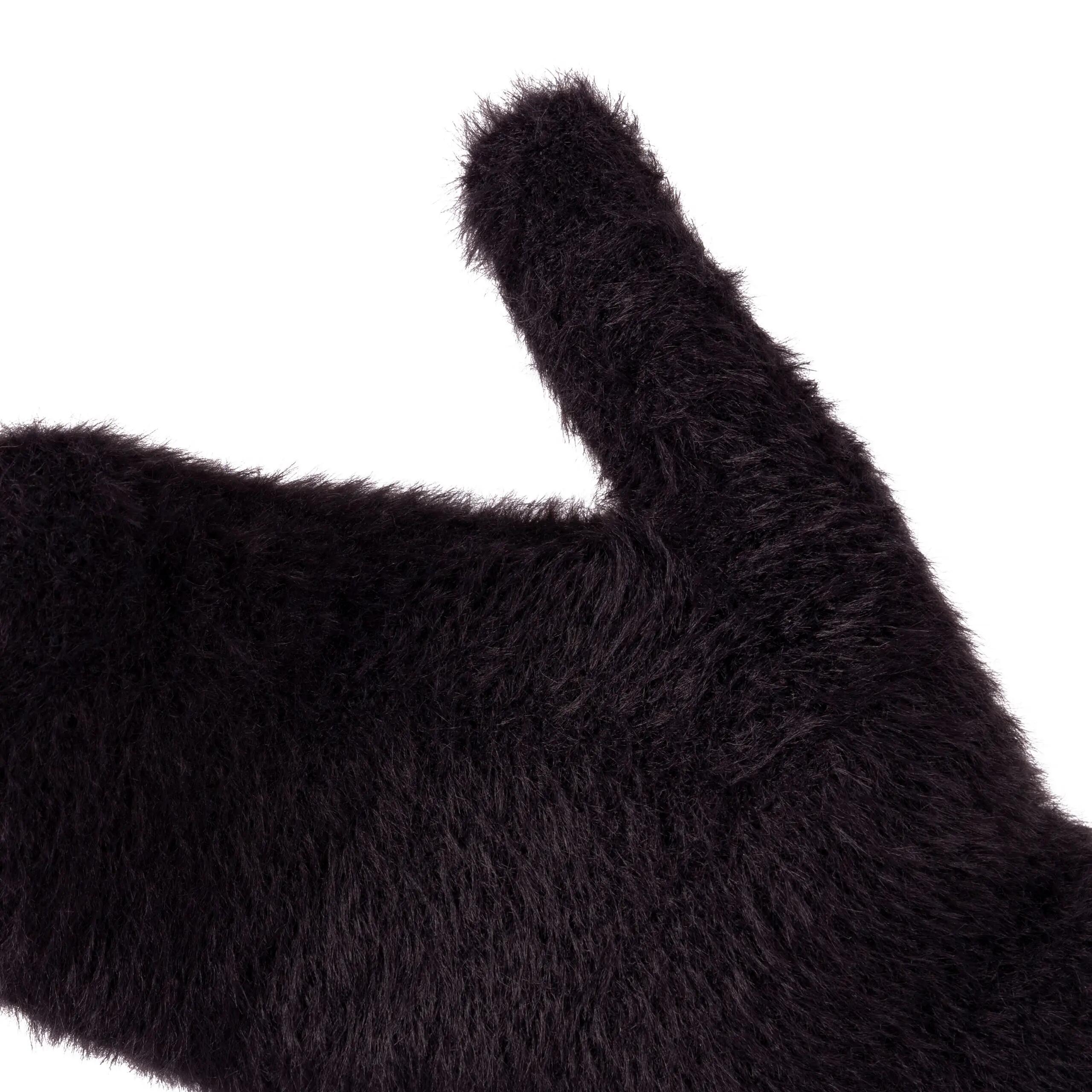 WoMens Knitted Ski Mitts Fitted Cuff Short Fur Pile Lining Seth 3/5
