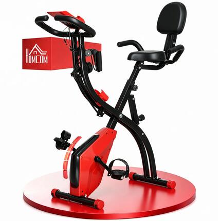 Vélo d'appartement pliable 2 en 1, résistance magnétique réglable sur 8 niveaux,