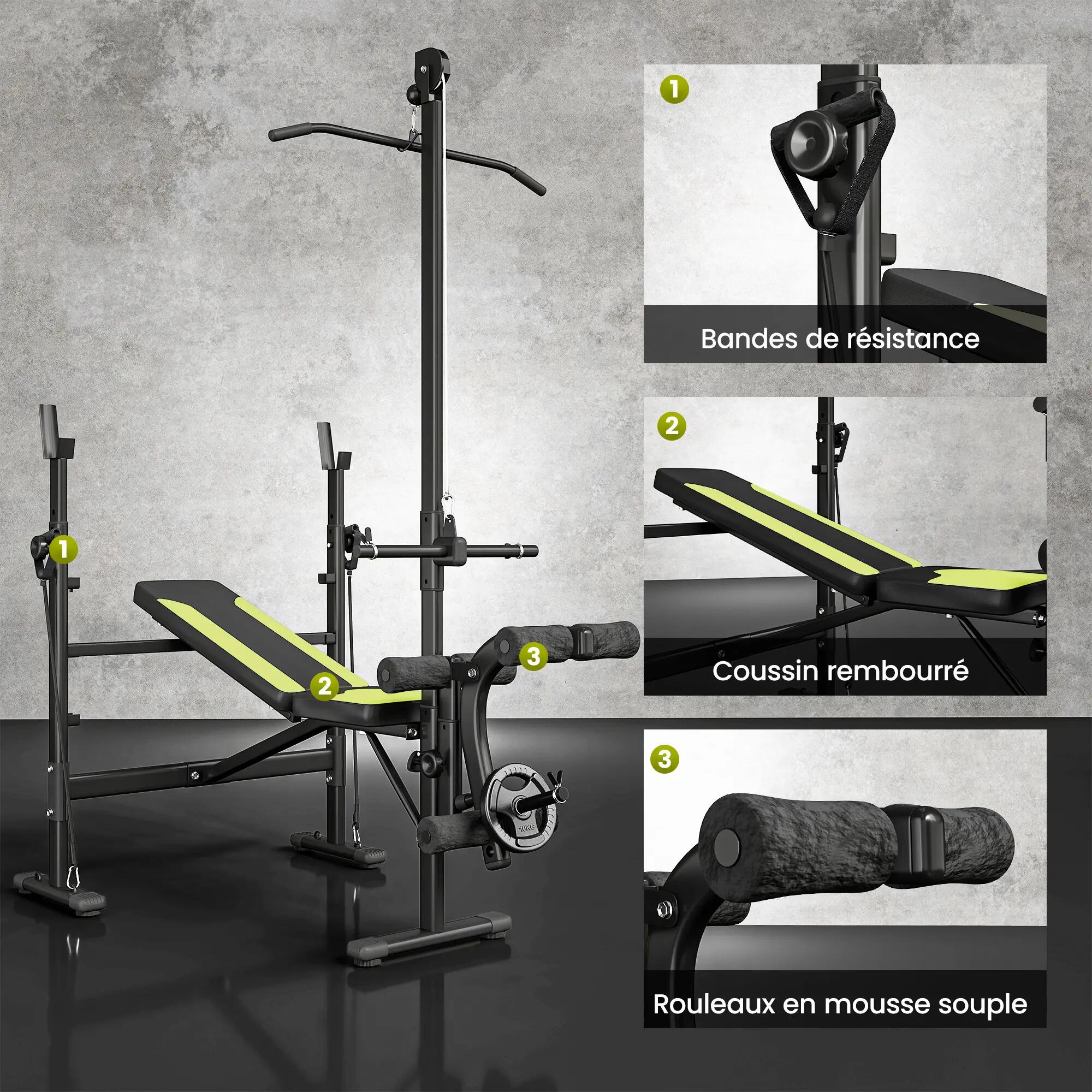 Banc de musculation pour des entraînements de fitness complets avec dossier 9/9