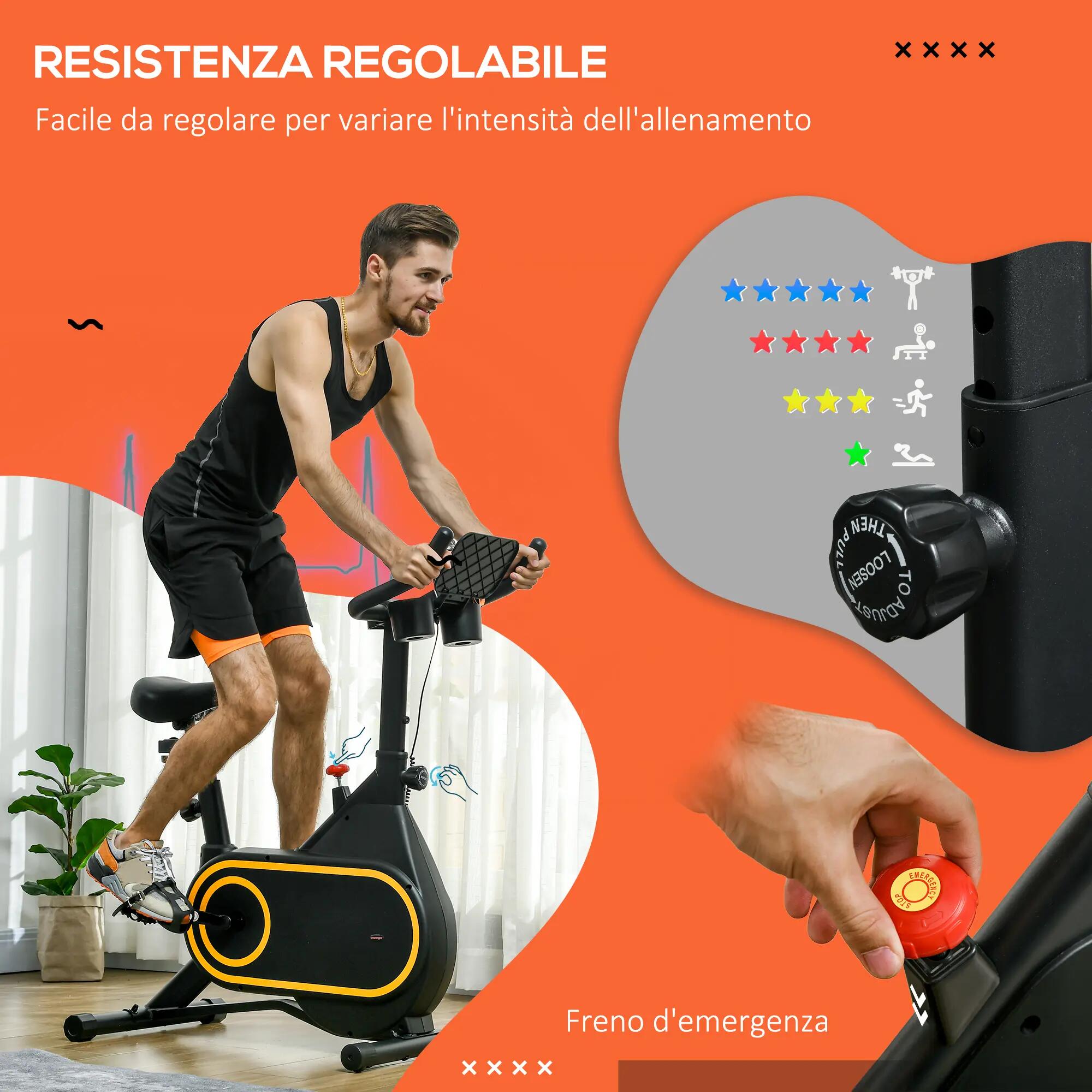 Vélo d'exercice magnétique avec volant d'inertie de 4 kg, guidon et selle 6/9