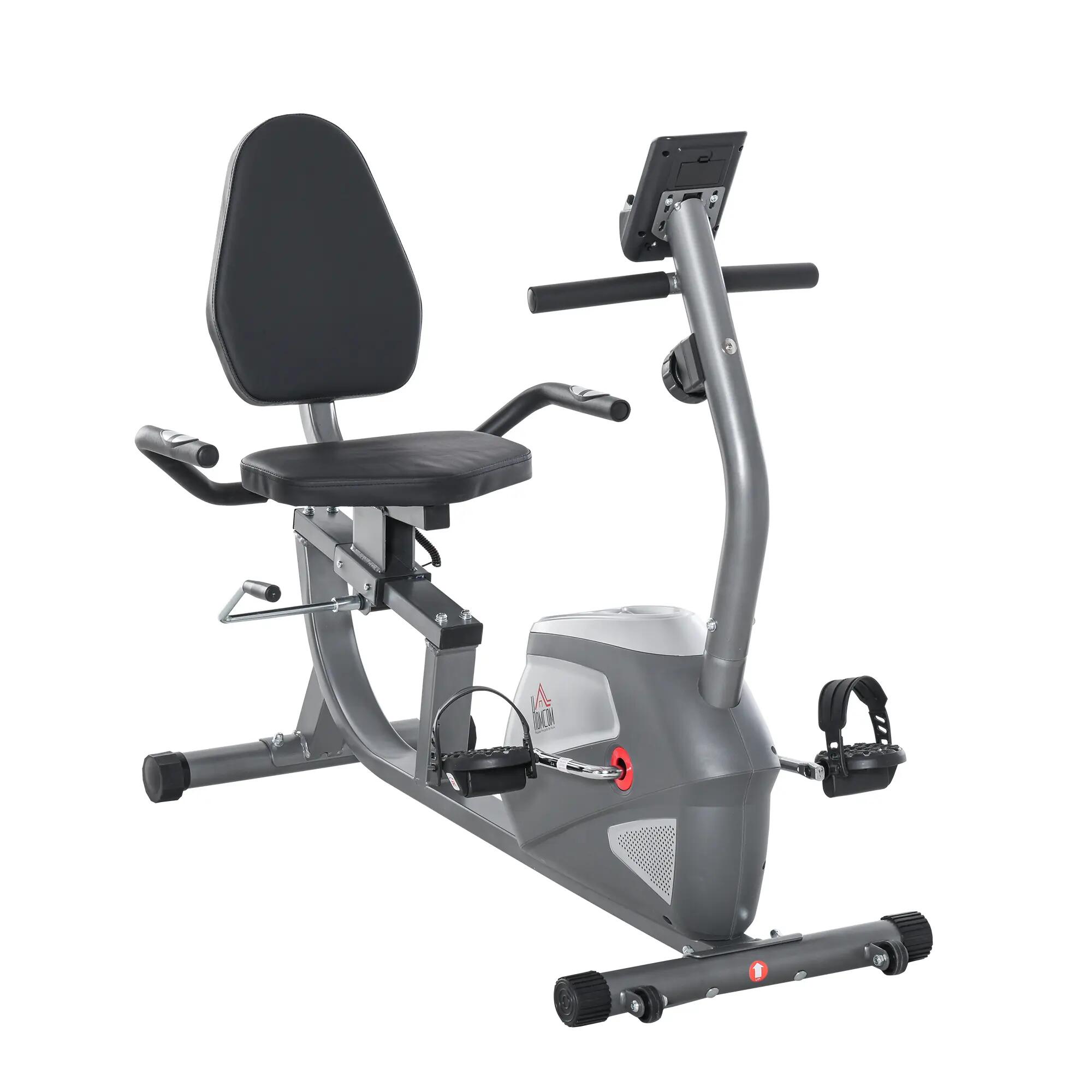 Vélo d'appartement semi-allongé avec siège réglable, 8 niveaux de résistance et 2/9