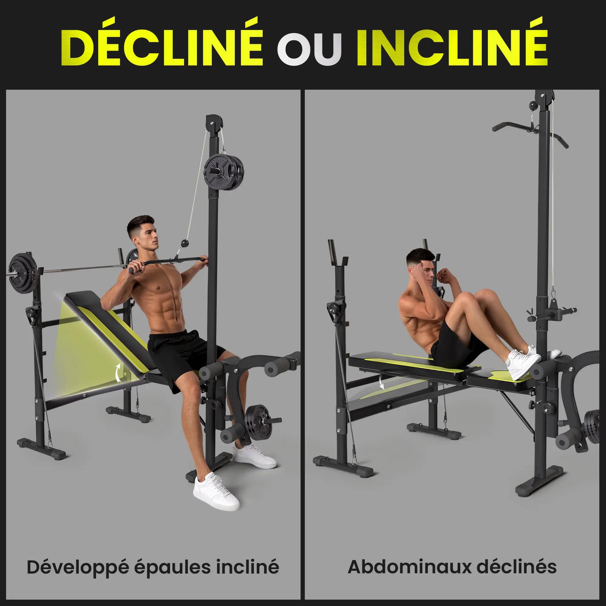 Banc de musculation pour des entraînements de fitness complets avec dossier 7/9