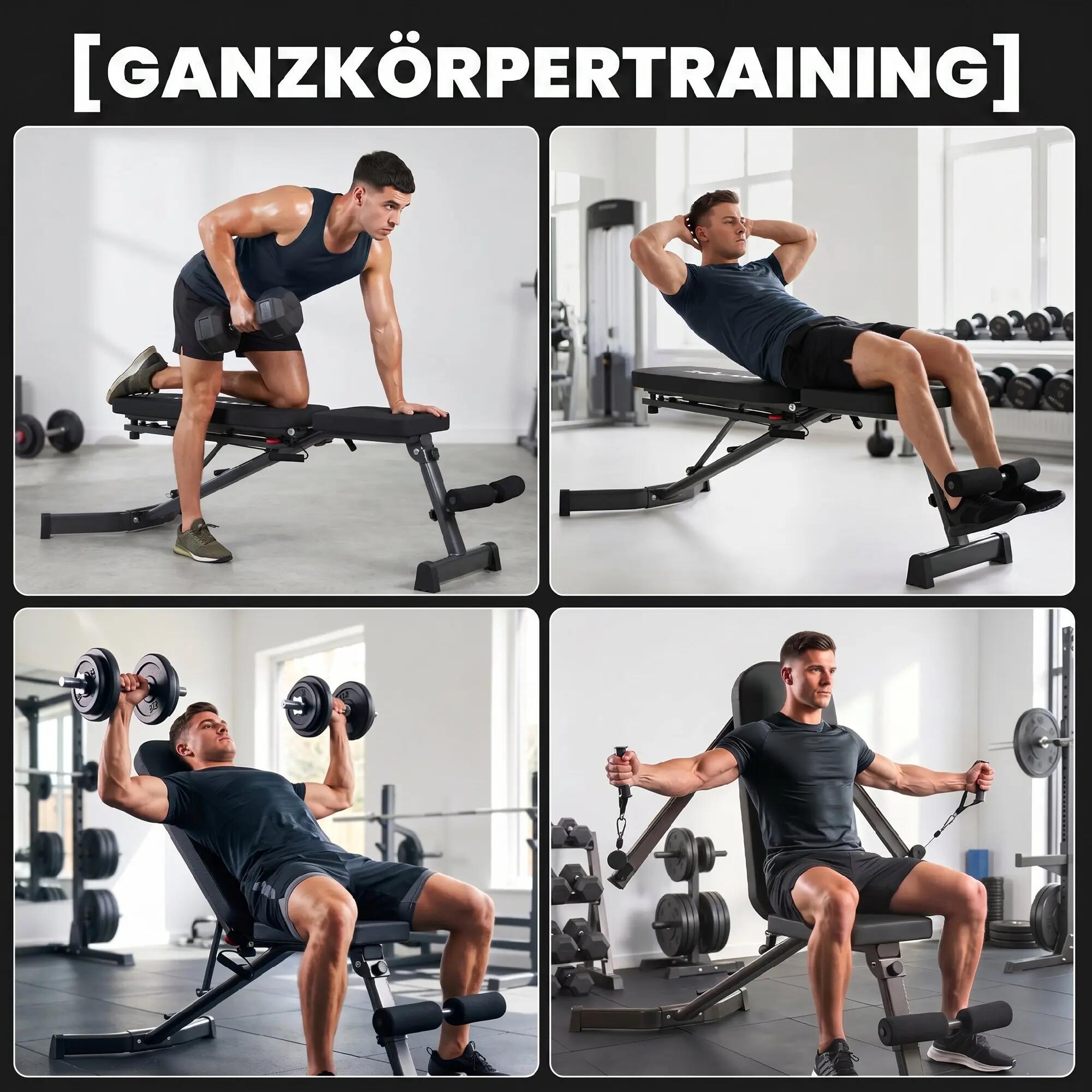Banc de musculation pliable avec extension de jambes, dossier inclinable à 3 6/9