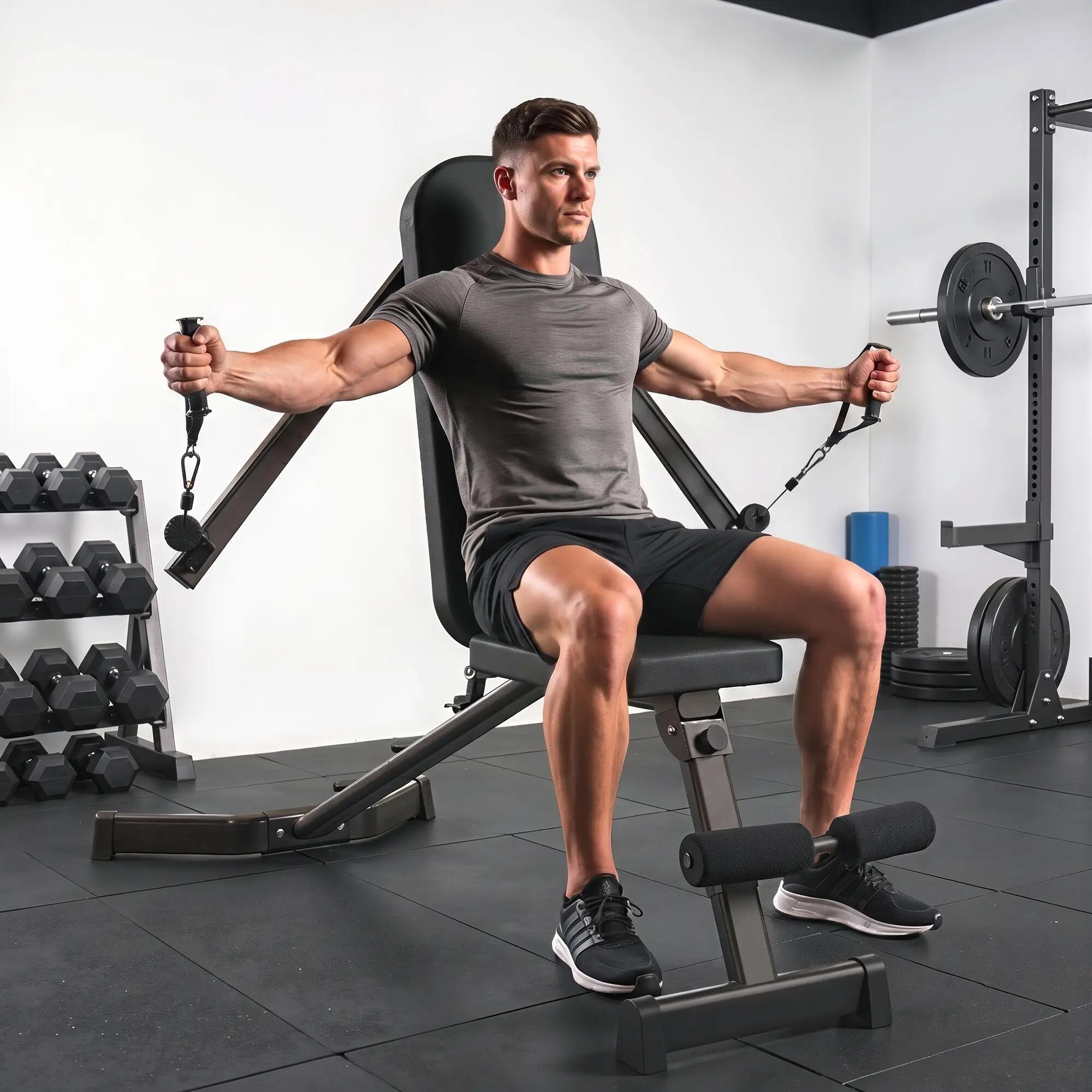 Banc de musculation pliable avec extension de jambes, dossier inclinable à 3 3/9