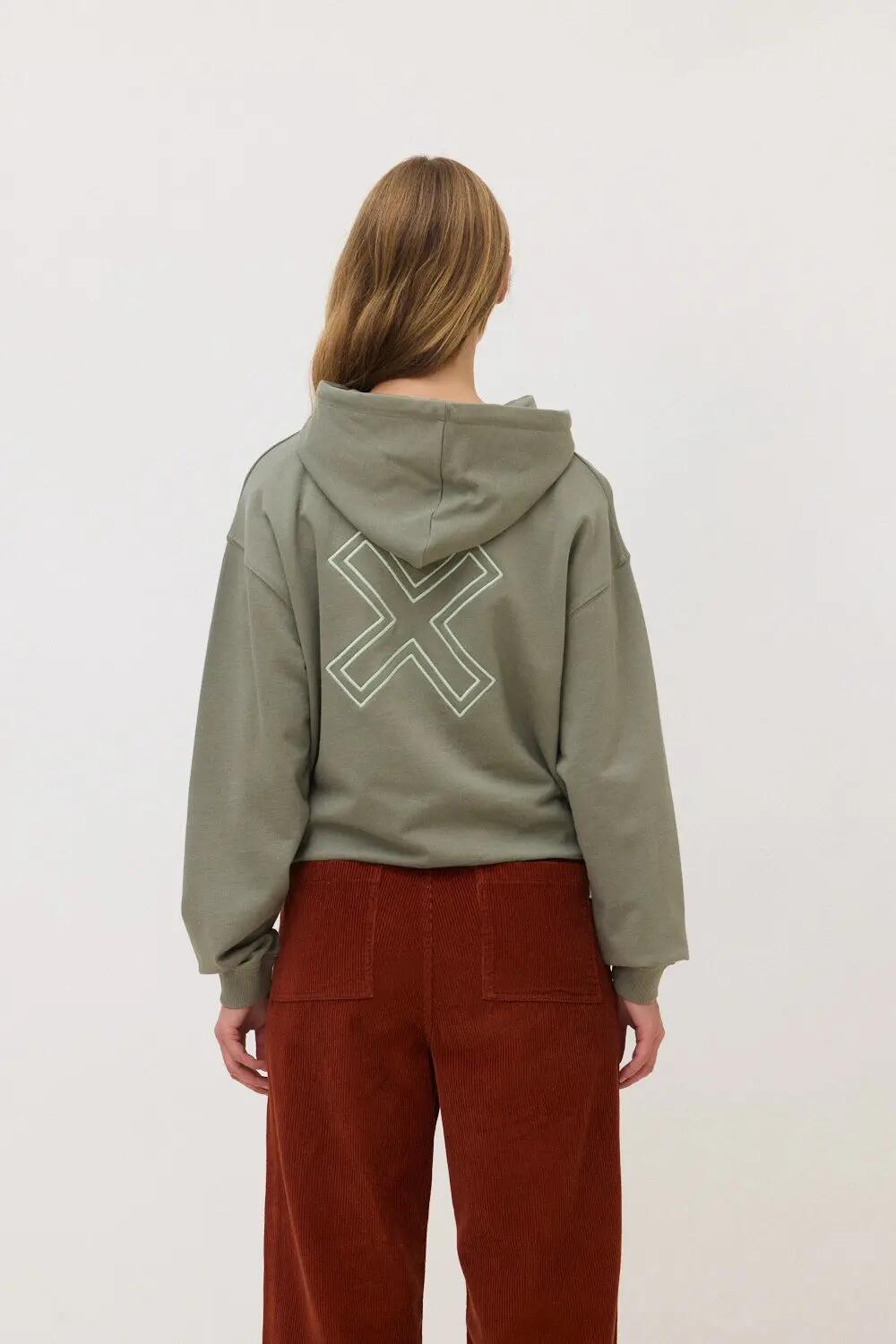 Sudadera con Capucha de Mujer Blue Banana de Algodón Orgánico Reef Olive Green 2/4