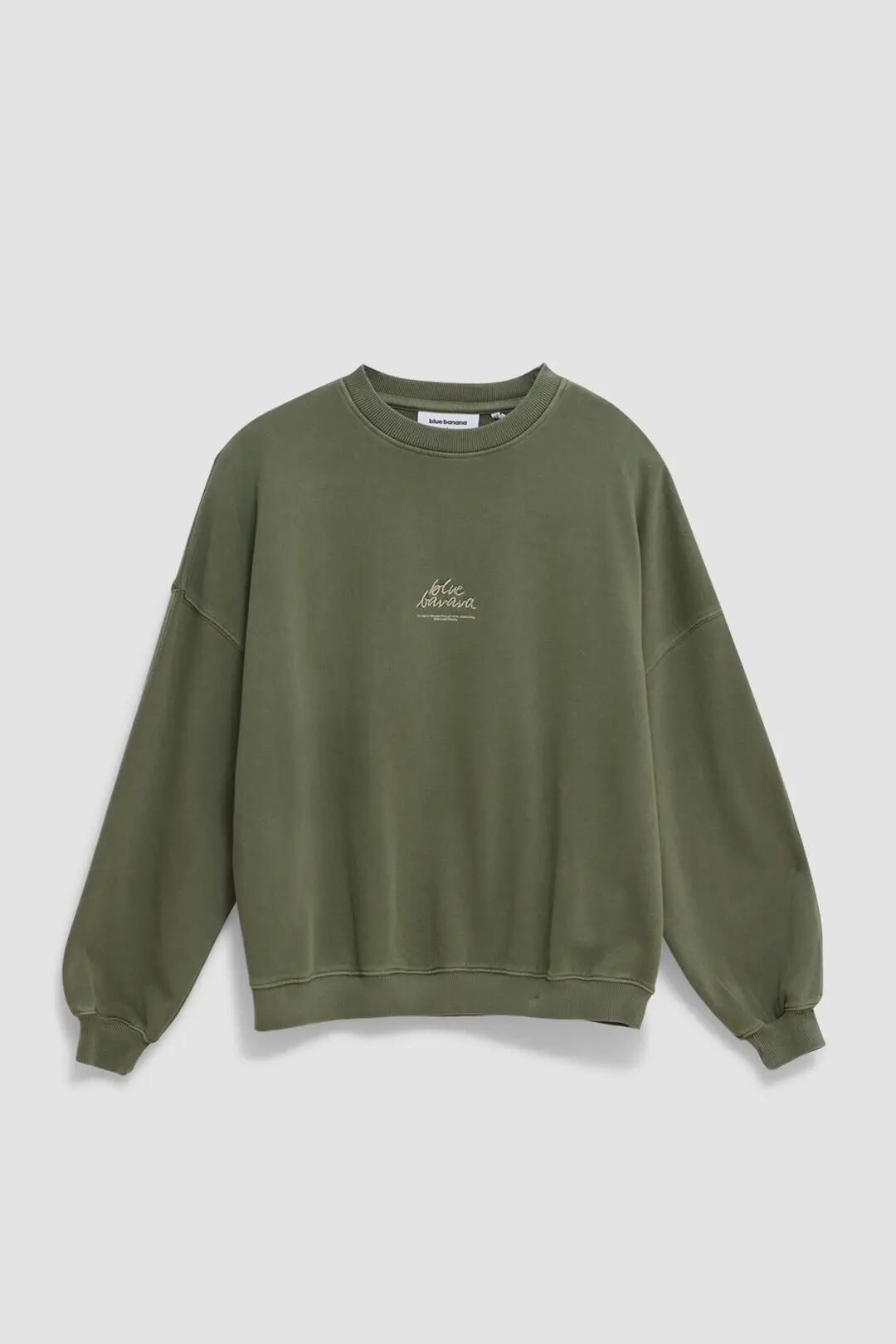 Sudadera de Mujer Blue Banana de Algodón Orgánico Signature Olive Green 4/4