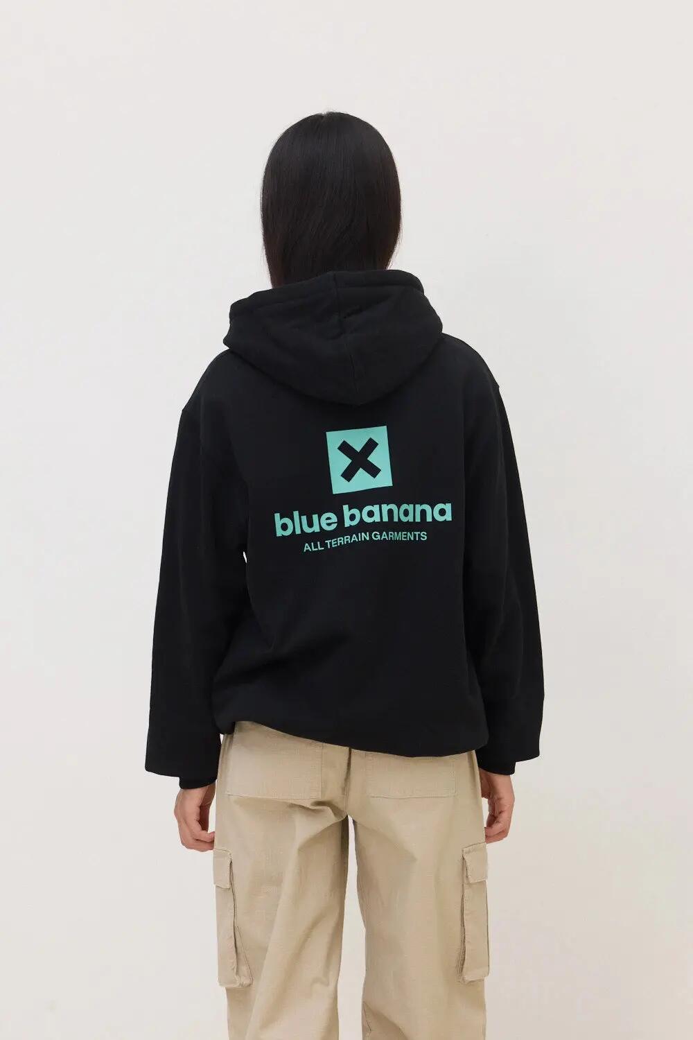 Sudadera con Capucha Blue Banana de 100% Algodón Orgánico Core Negra 5/7