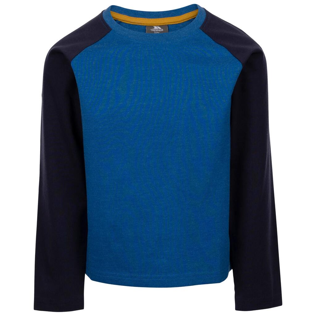 Boys Long Sleeve Cotton Top Round Neck and Contrasting Sleeves Colley