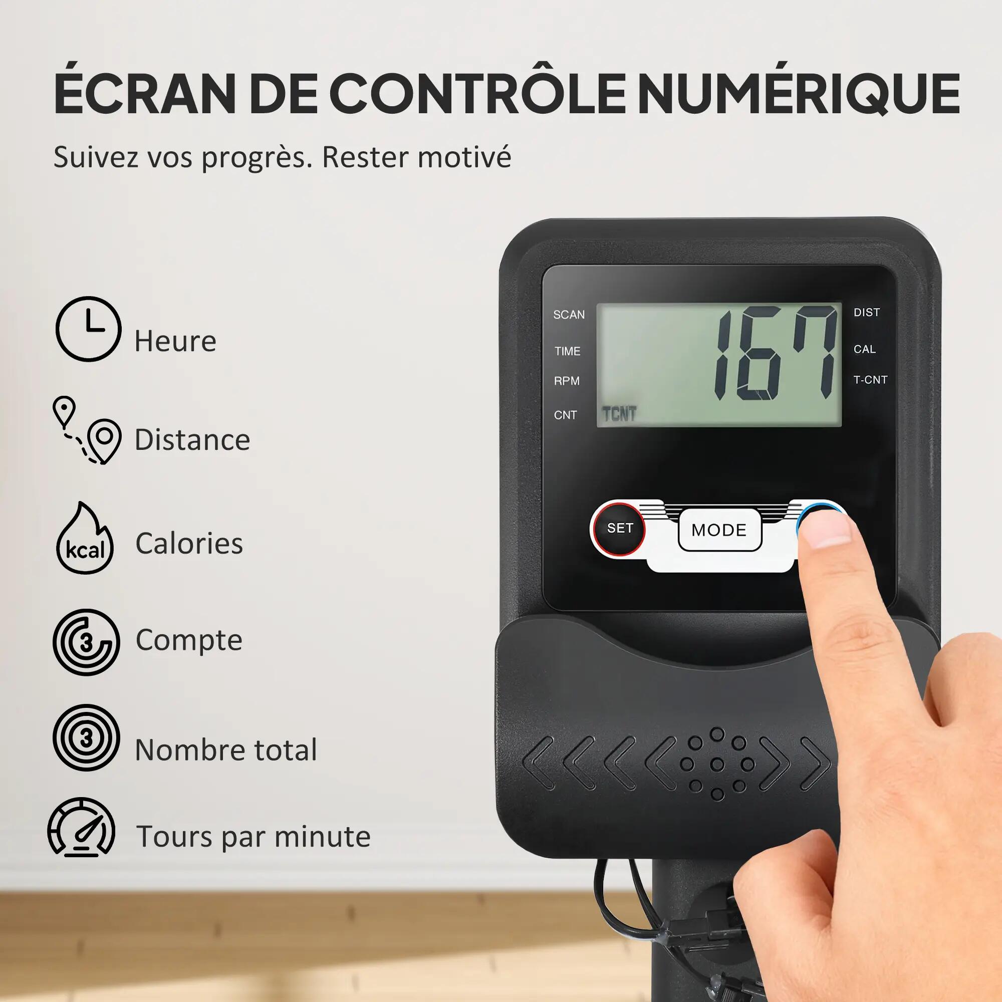 Rameur à eau, rameur musculation d'appartement réservoir réglable 6-11L écran 8/9