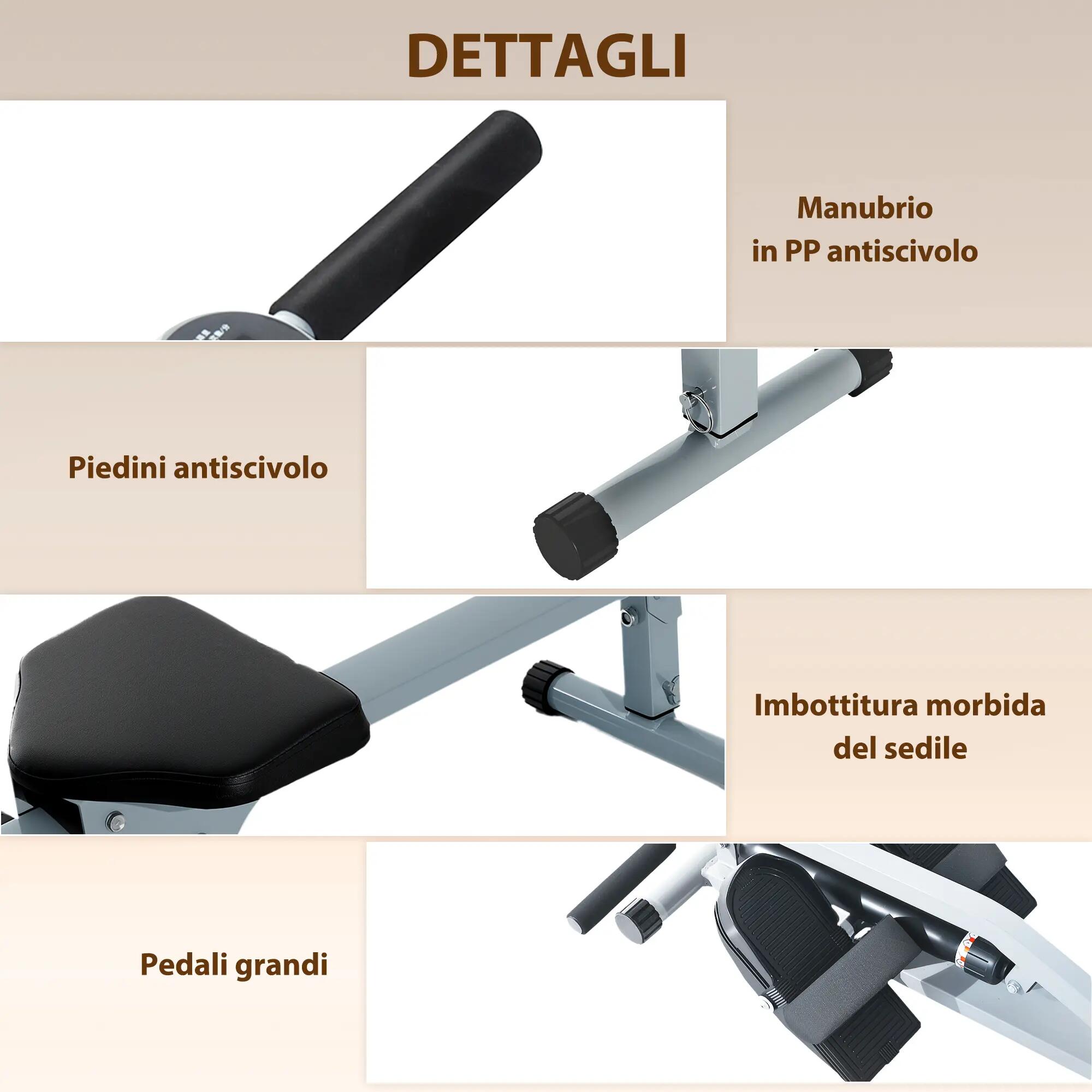 Vogatore per Casa Monitor LCD e Seduta Imbottita, en Acciaio e Plastica, 130 8/9