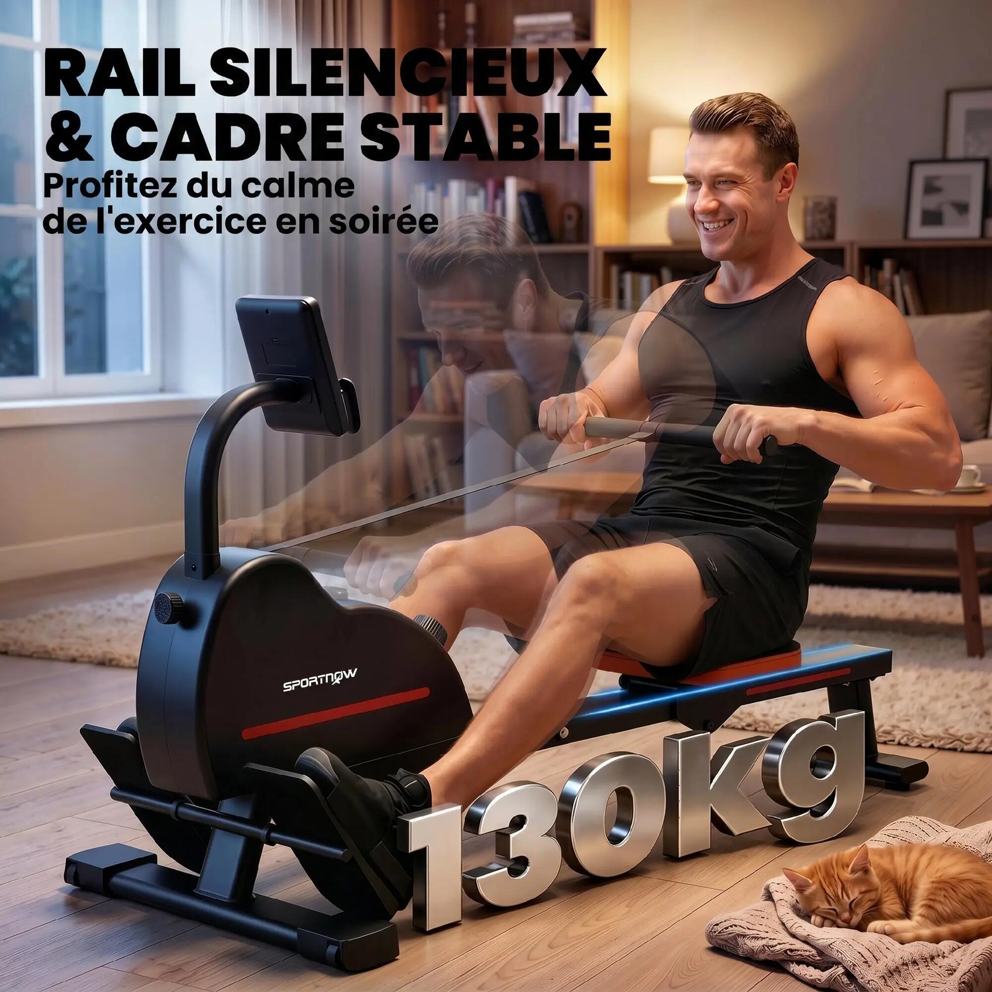 Rameur Magnétique Appareil de Musculation Bluetooth Connecté Kinomap & Zwift 16 9/9