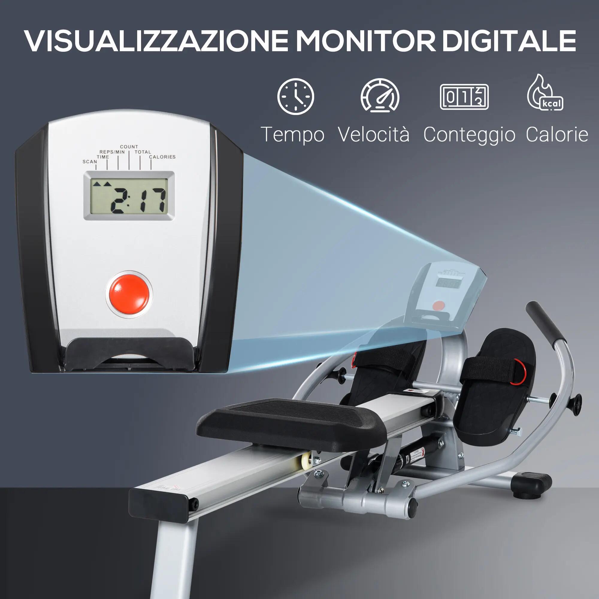 Vogatore à 12 résistances avec moniteur numérique et structure en aluminium, 8/9