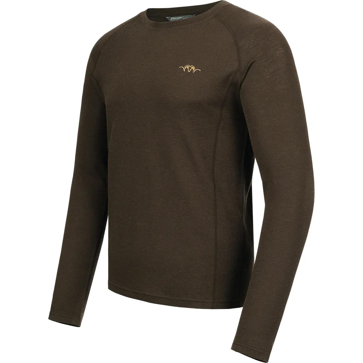 Blaser Merino Base Layer Roundneck Jonar Herren (Dunkelbraun) Größe XL 2/4