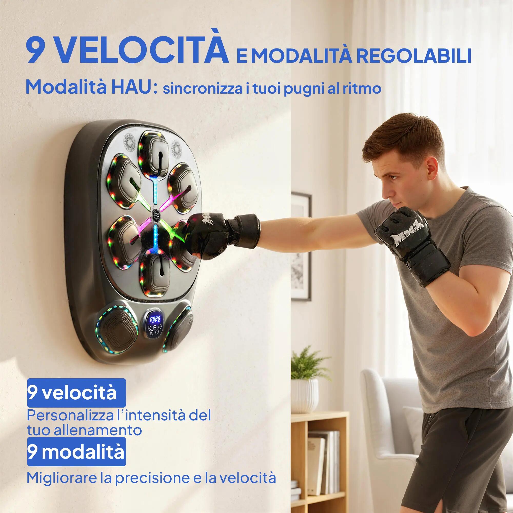Machine de boxe musicale murale avec 9 modes, lumières LED et connexion Bluetoot 6/9