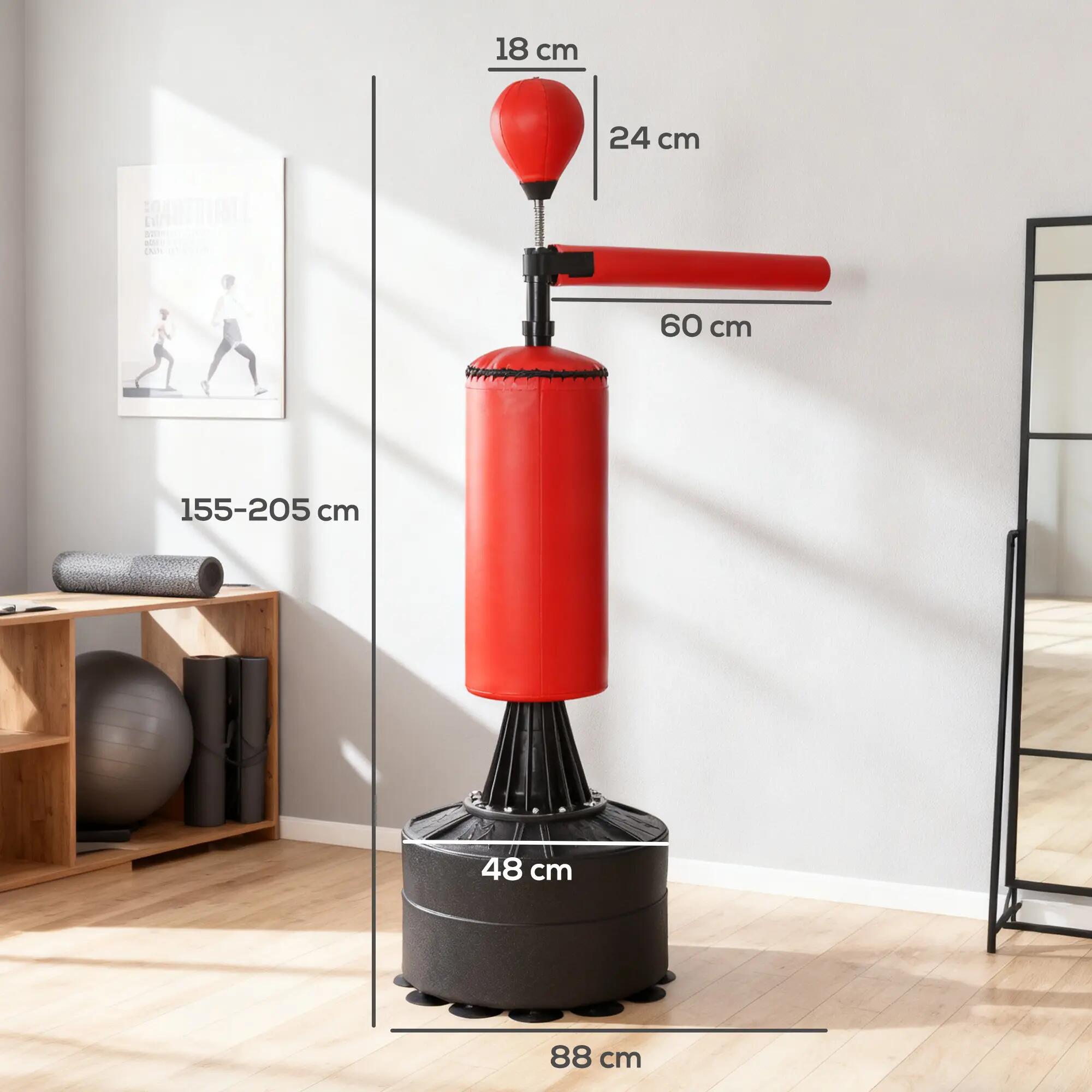 Sac de frappe - boxe - base lestable, hauteur réglable - rouge 5/6