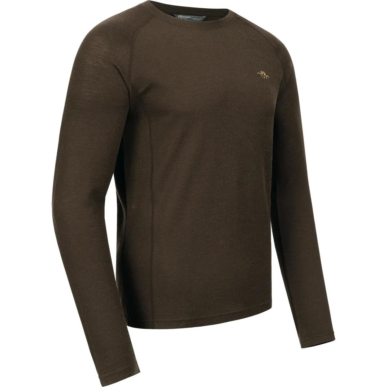 Blaser Merino Base Layer Roundneck Jonar Herren (Dunkelbraun) Größe XL 3/4