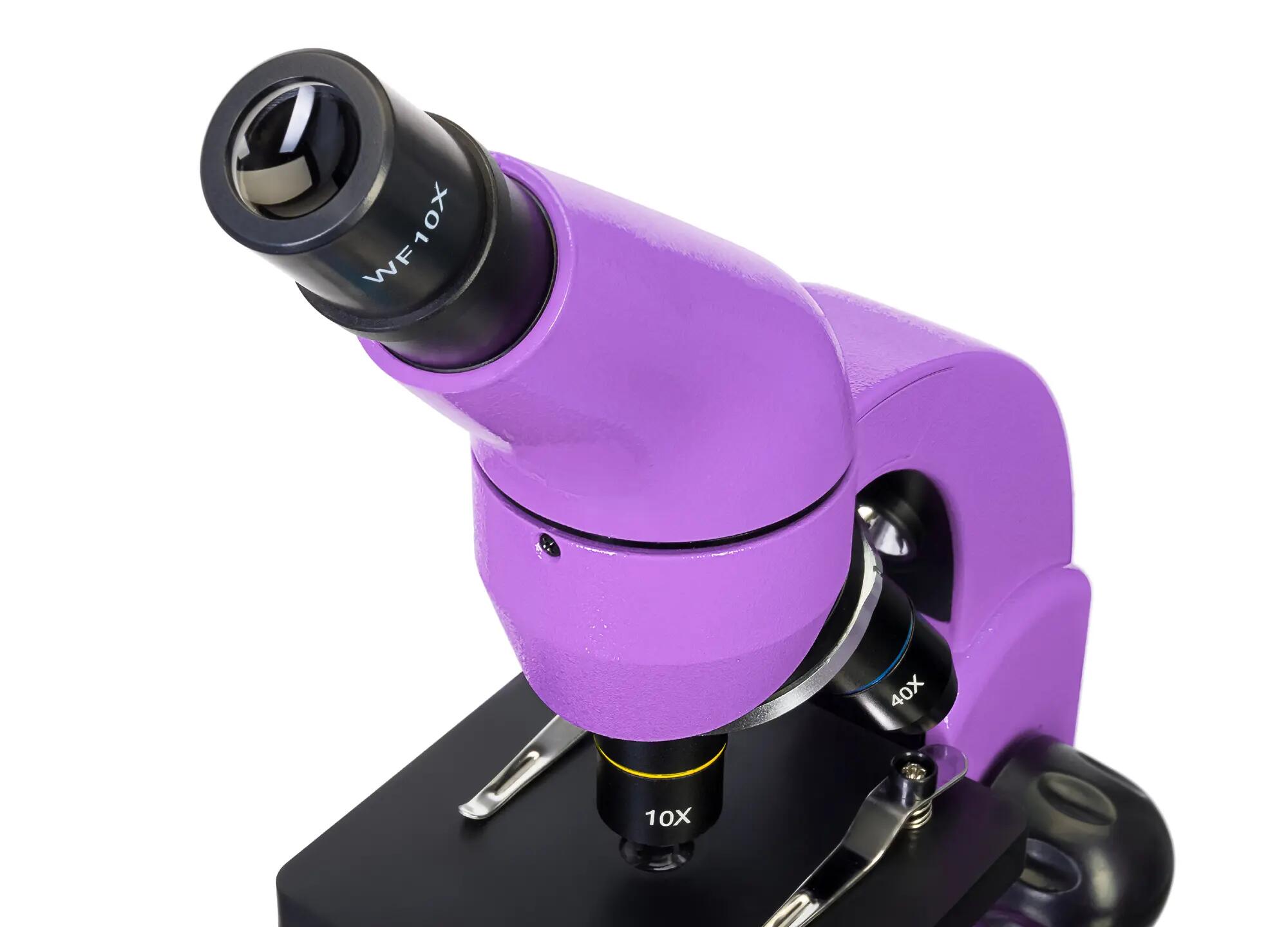 Microscopio Levenhuk Rainbow 50L Ametista con libro in bulgaro 11/15