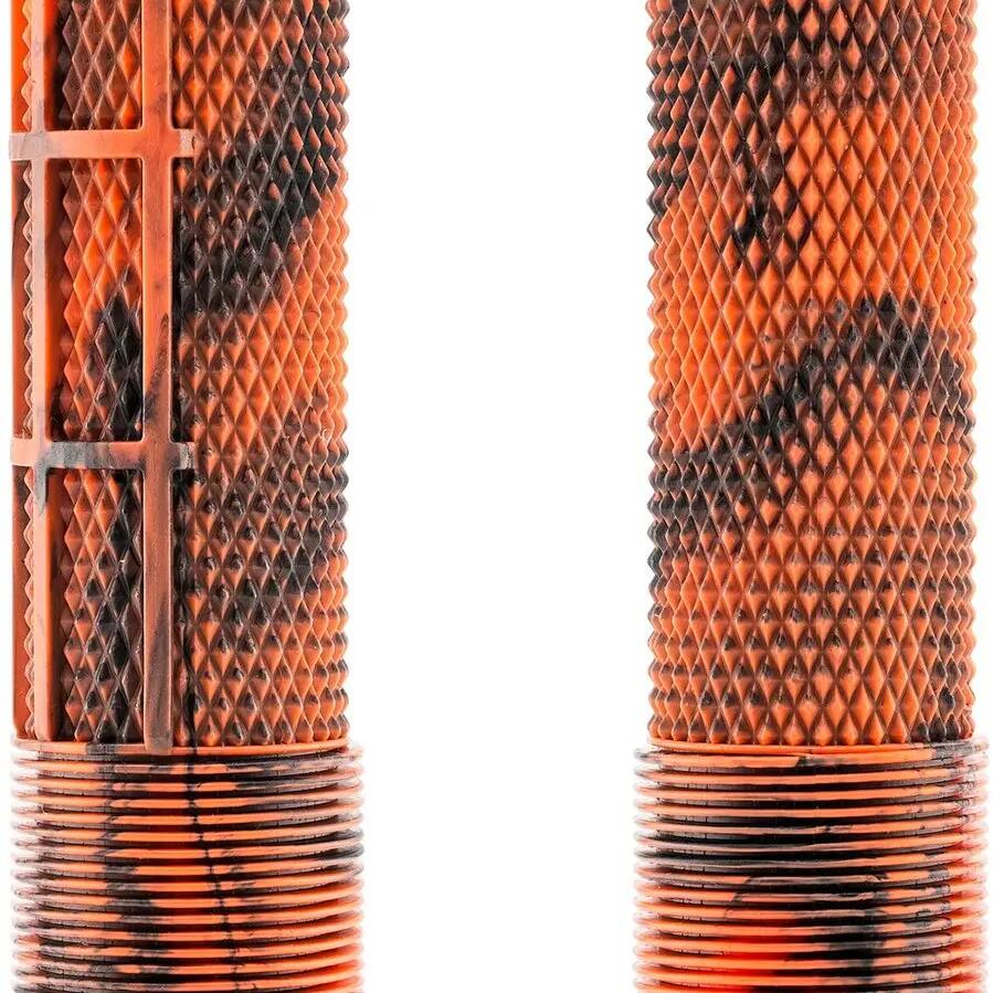 Pair of DMR DeathGrip2 Flangeless Lock-On Handlebar Grips, 135 mm, Orange Marble