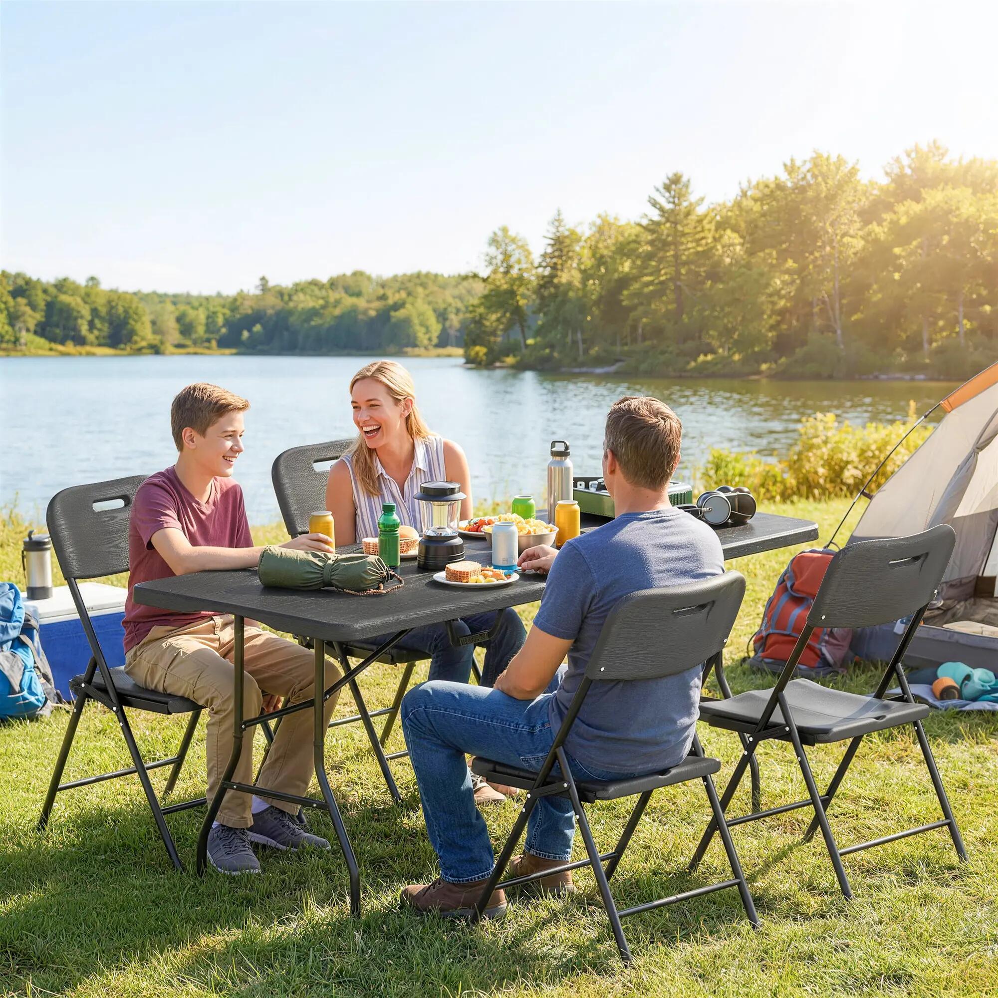 Ensemble de camping pliant 5 pièces : table et chaises pliantes, couvercle 4/9