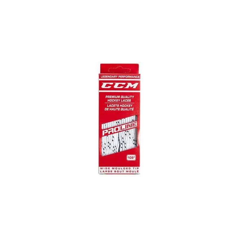 CCM Shoe laces CCM ProLine standard, White, 120"/305cm