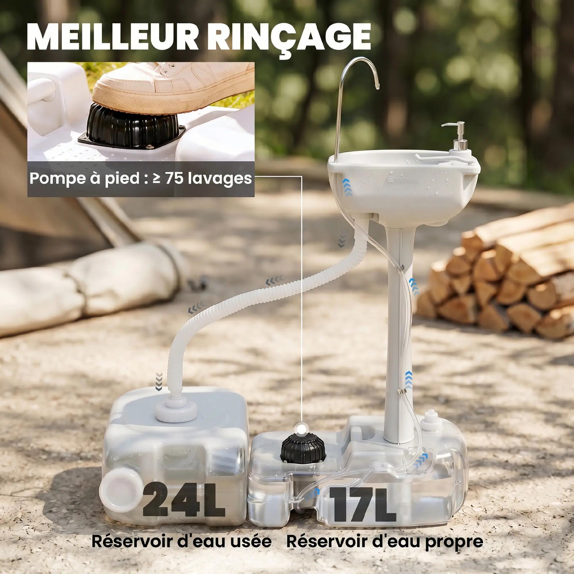 Évier de camping - camping - portable 17 l, savon 2,5 l 6/6