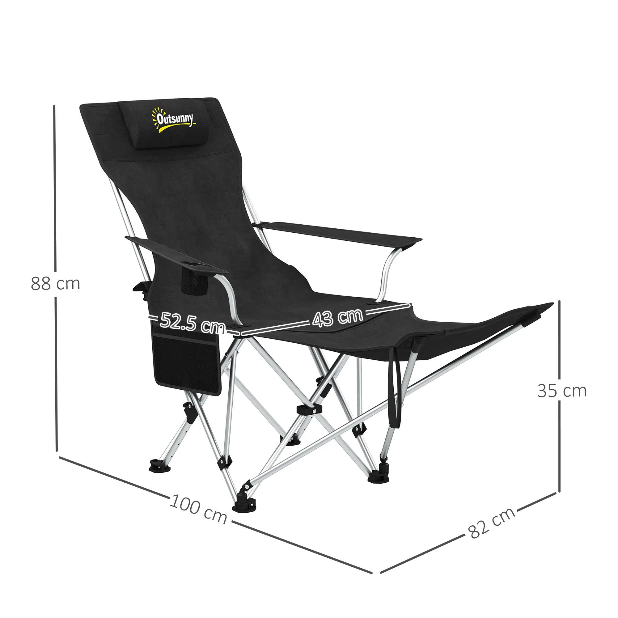 Lot 2 chaises camping pliantes repose-pieds amovible gobelet noires 5/6