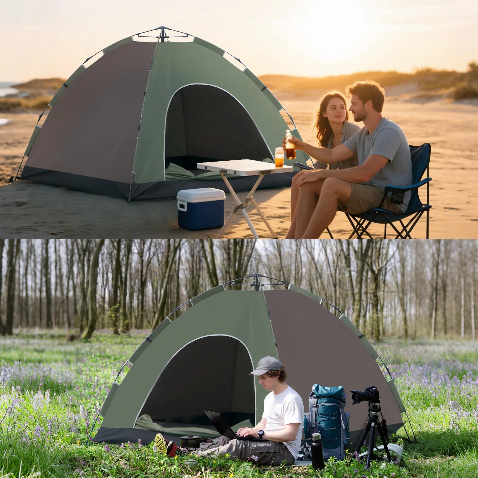 Tente de camping 2 personnes - pop-up, polyester 3/6