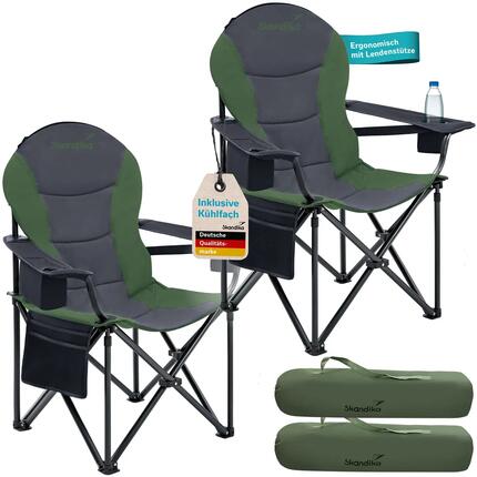 Lot de 2 Chaises pliantes camping Relax Comfort - Max 160 kg - Sac de transport