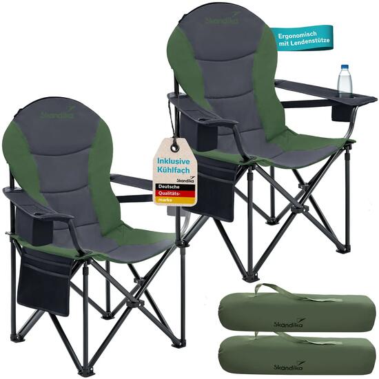 Lot de 2 Chaises pliantes camping Relax Comfort - Max 160 kg - Sac de transport