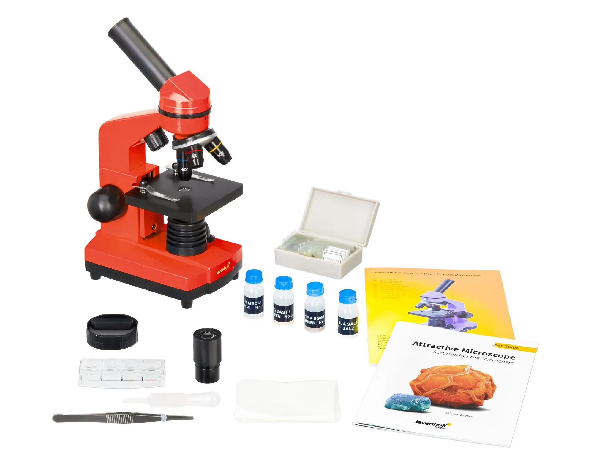 Microscopio Levenhuk Rainbow 2L Arancione con libro in inglese 4/14