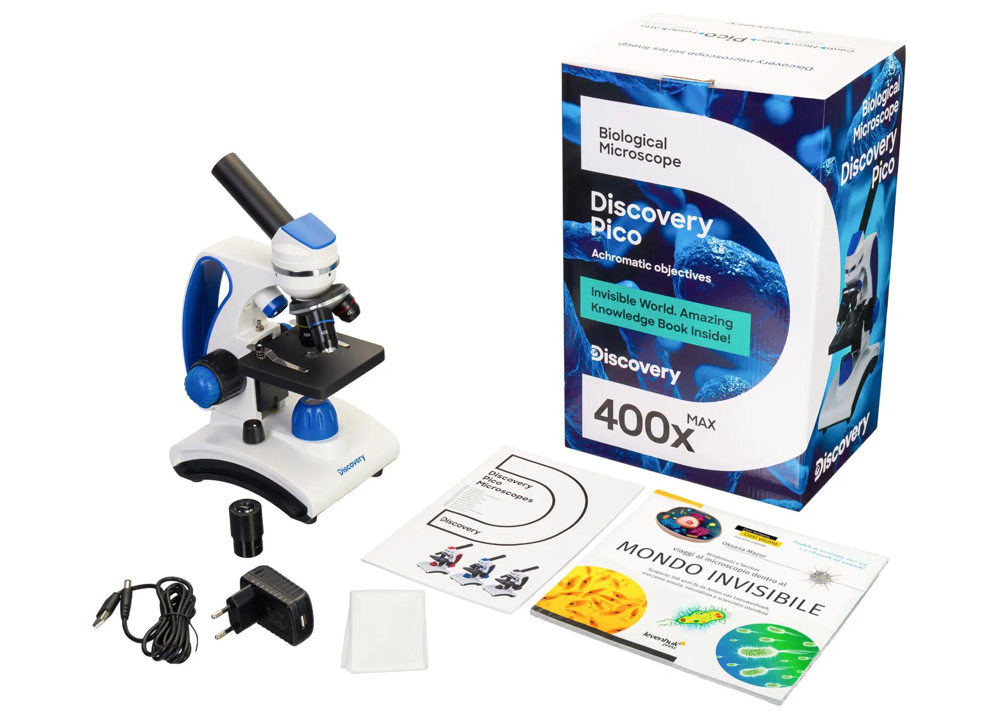 Microscopio Levenhuk Discovery Pico Gravity con libro in italiano 4/15