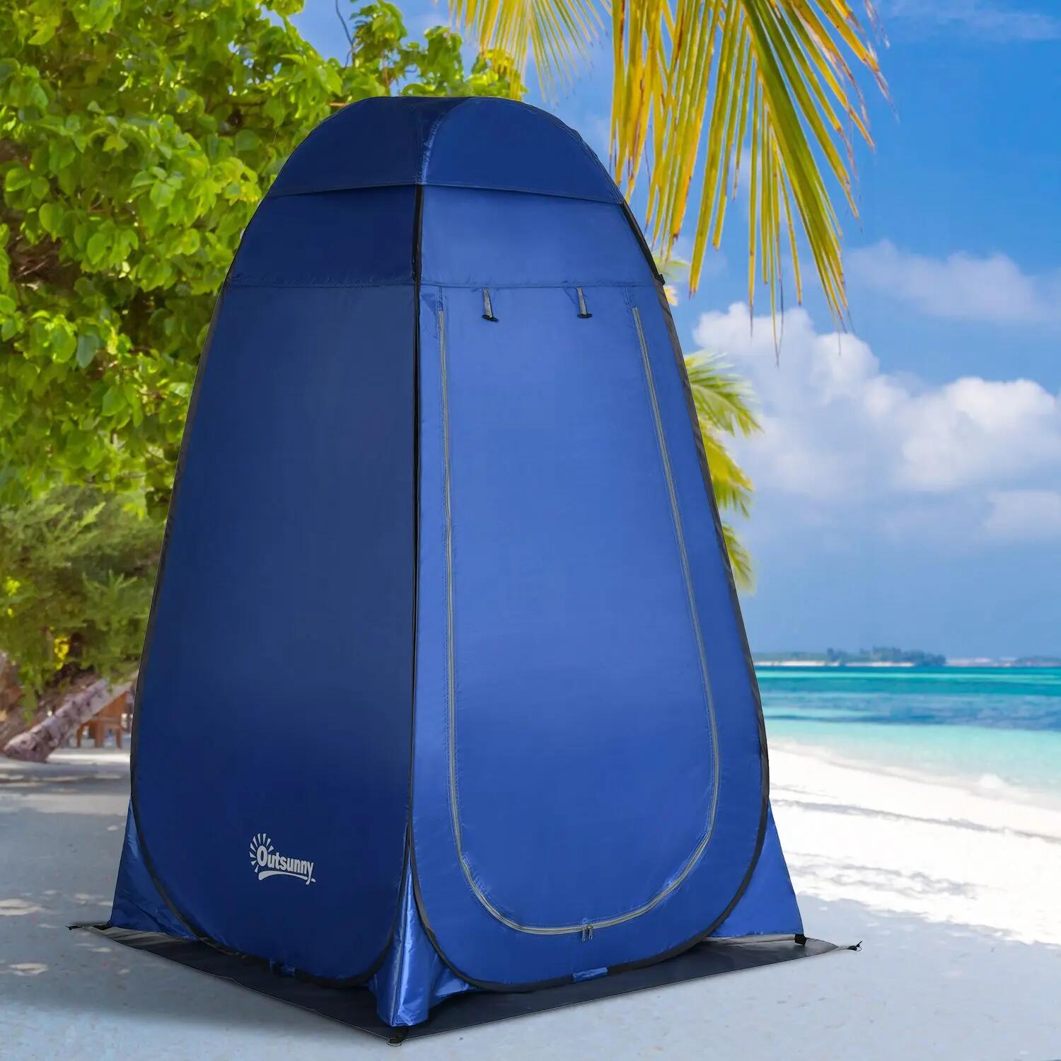Tente de douche - camping - cabine portable zippée - bleu foncé 4/6