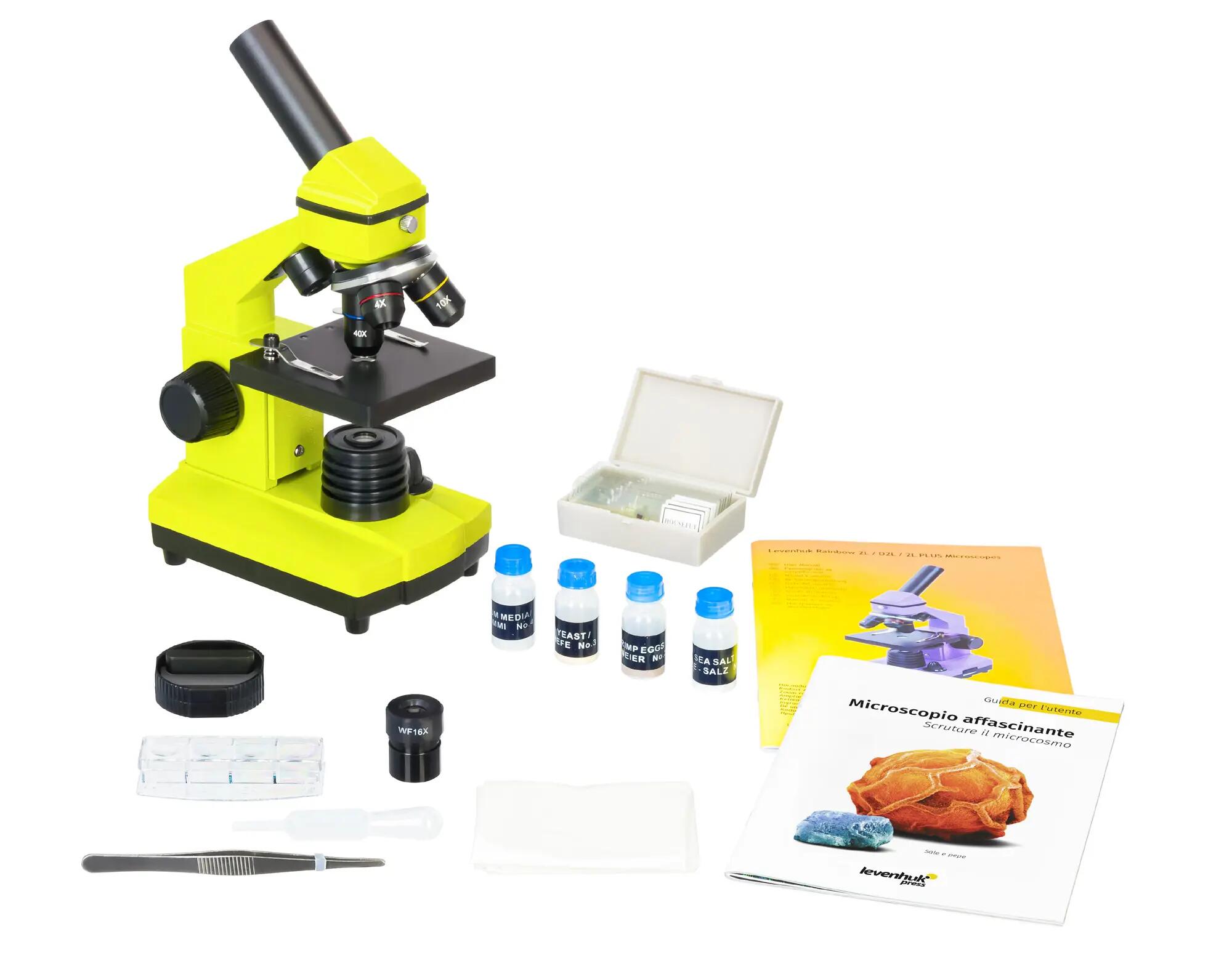 Microscopio Levenhuk Rainbow 2L PLUS Verde limetta con libro in italiano 4/15