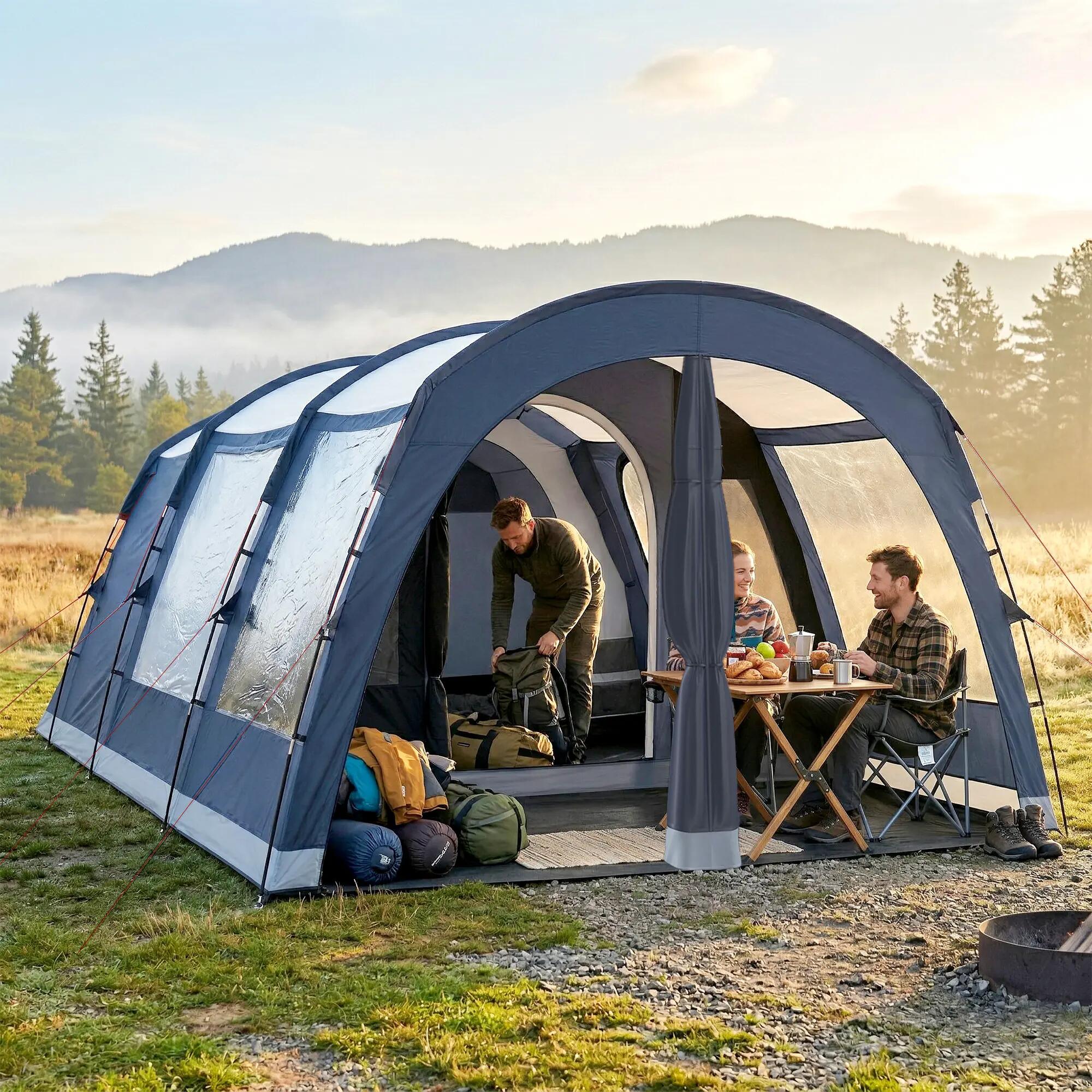 Tente tunnel camping - 2 à 4 personnes - hauteur 210 cm - bleu marine 4/6