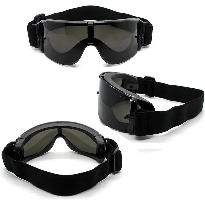 Lunettes tactiques avec 3 verres interchangeables, monture résistante, élastique 4/5