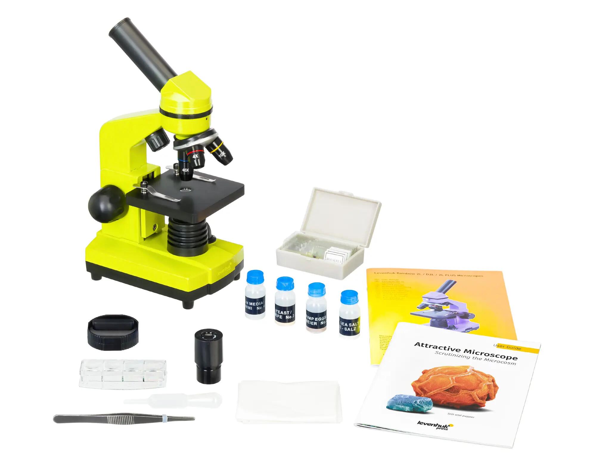 Microscopio Levenhuk Rainbow 2L Verde limetta con libro in inglese 4/14