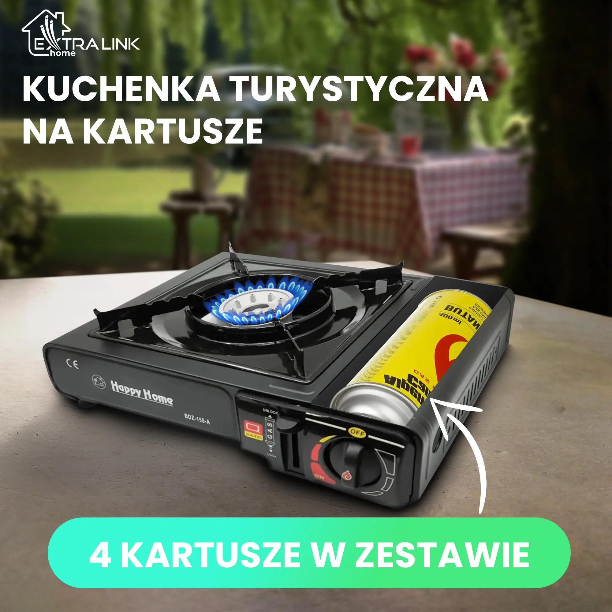 Kuchenka turystyczna gazowa 2w1 z piezozapalarką Przenośna Waliznka Adapter 3/10