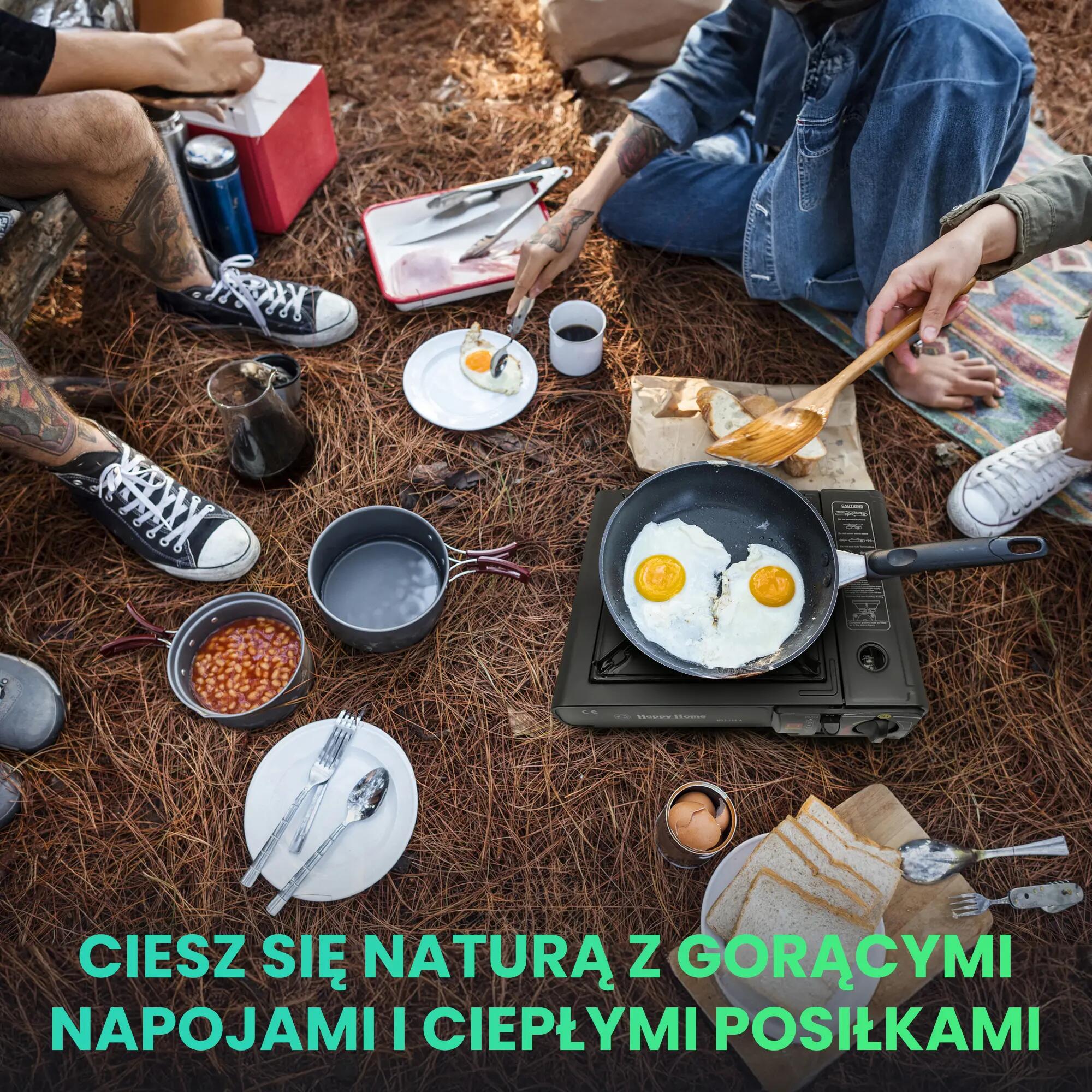 Kuchenka turystyczna gazowa 2w1 z piezozapalarką Przenośna Waliznka Adapter 2/10