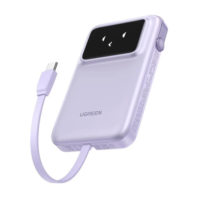 Powerbank magnetyczny 10000mAh Ugreen Uno PB511, USB + USB-C, 30W (fioletowy) 1/1