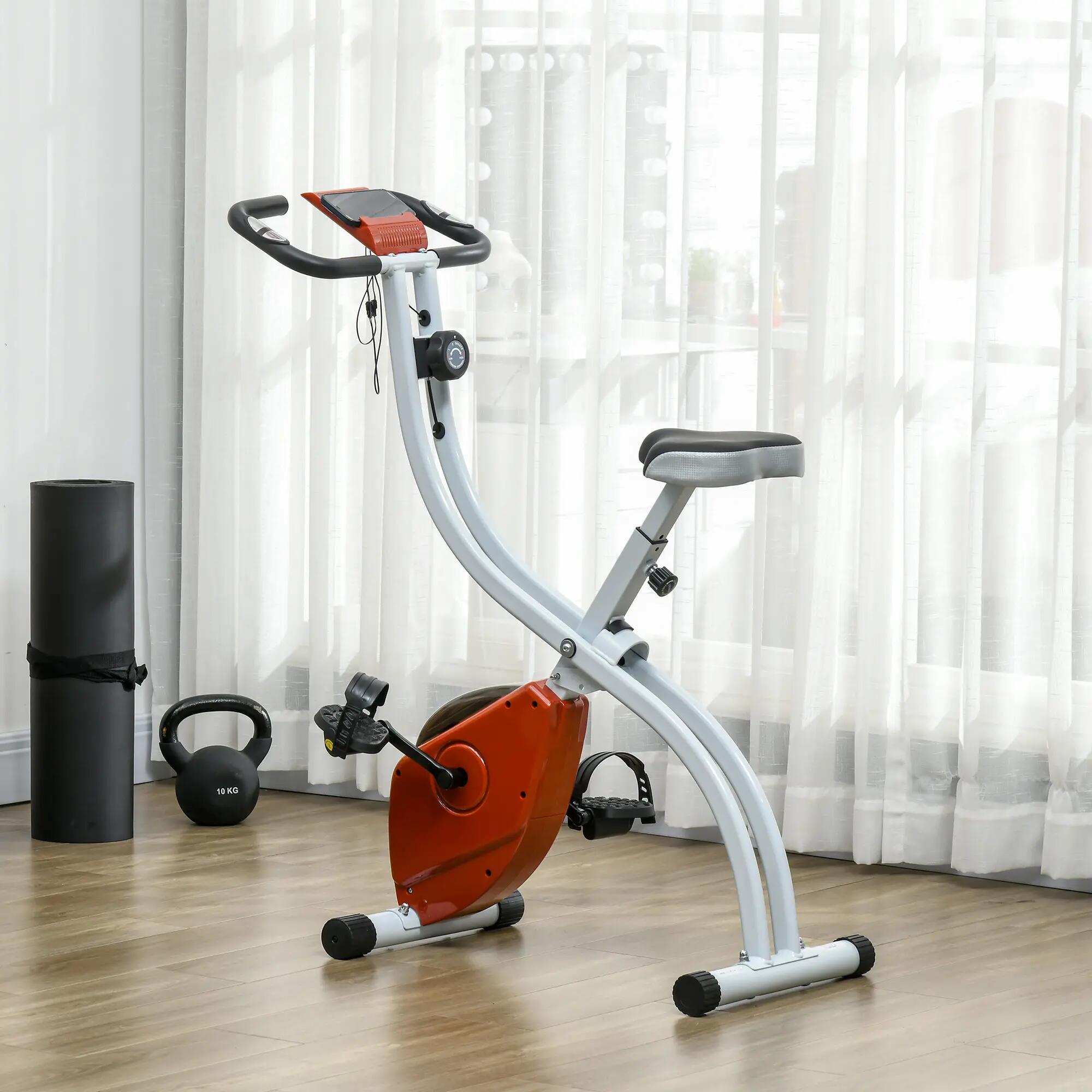 Vélo d'appartement magnétique pliable avec 8 niveaux de résistance et selle régl 4/9