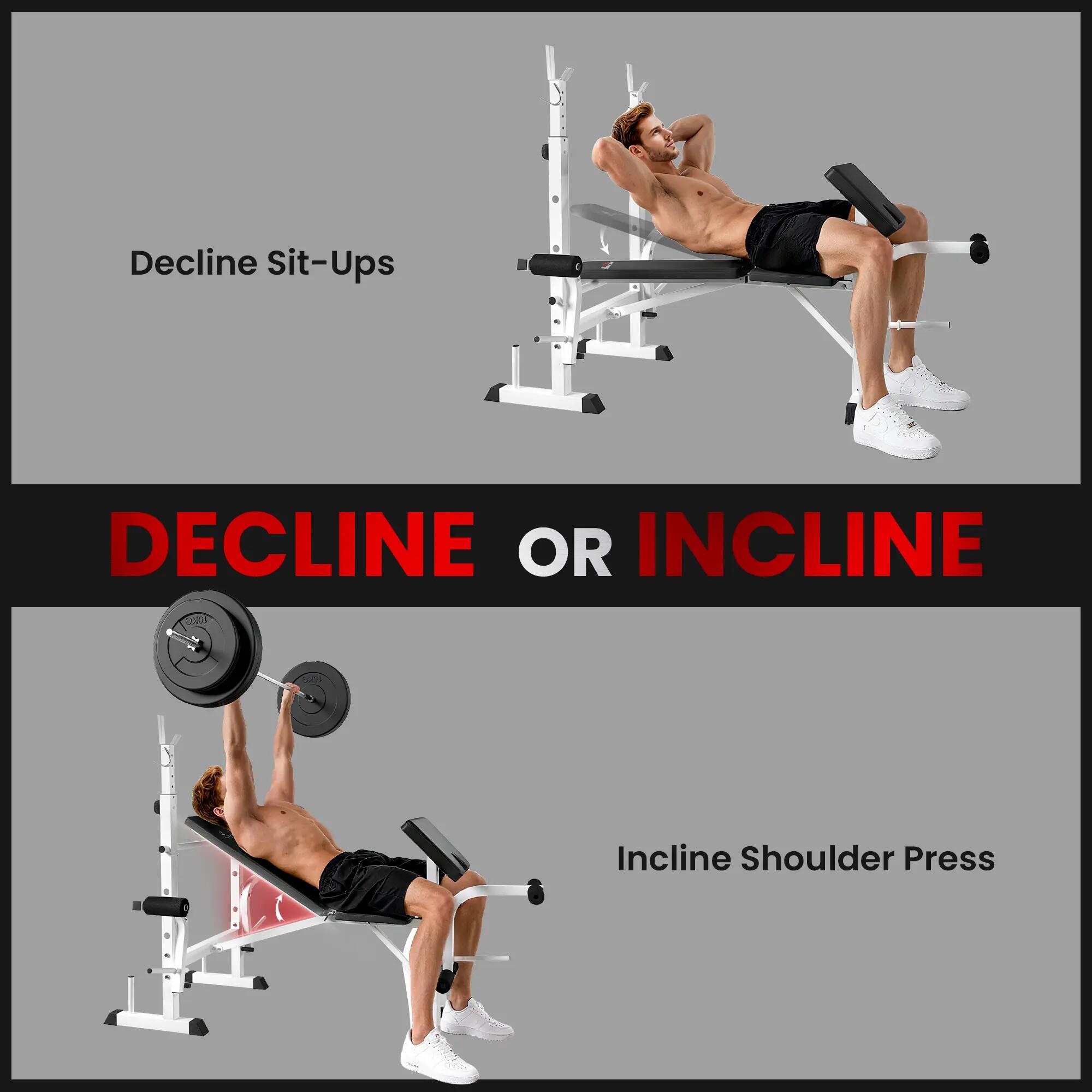 Banc de musculation avec support pour haltères, presse pectorale, presse à 8/9