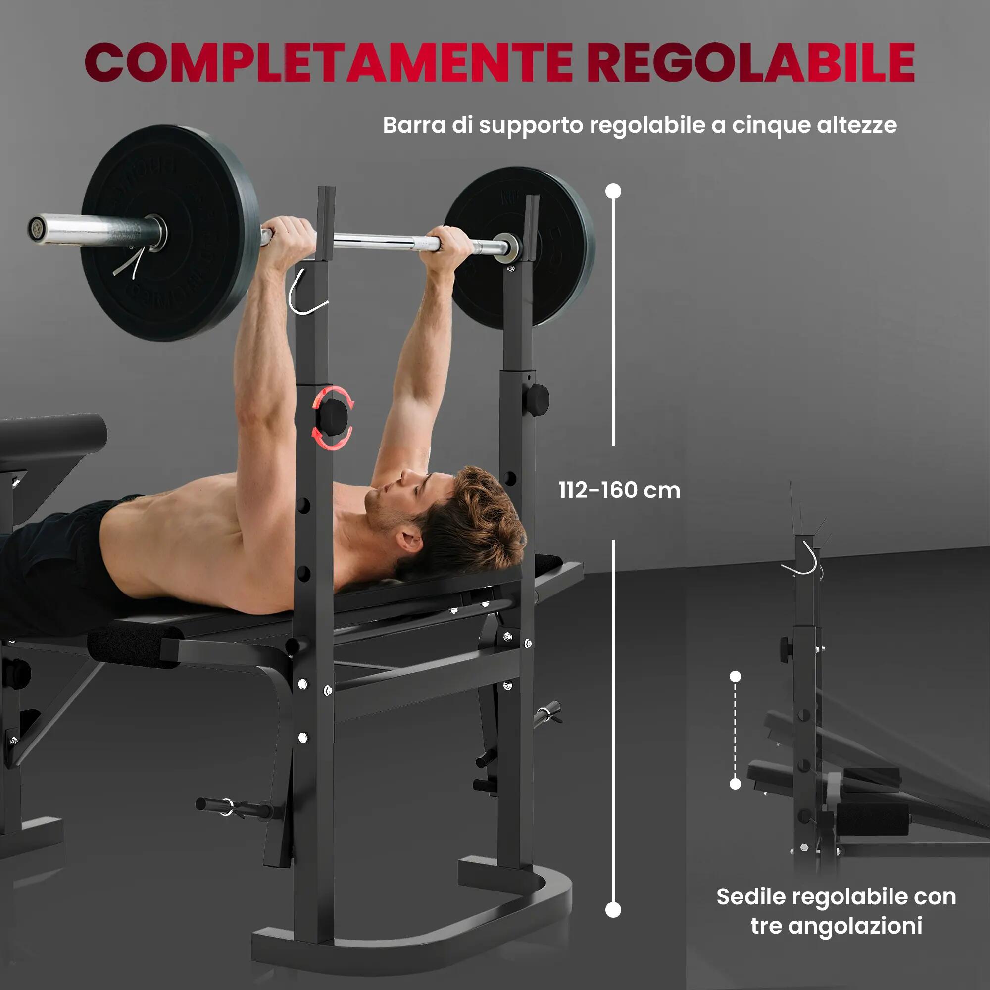 Banc de musculation multifonction réglable avec support pour haltères 7/9