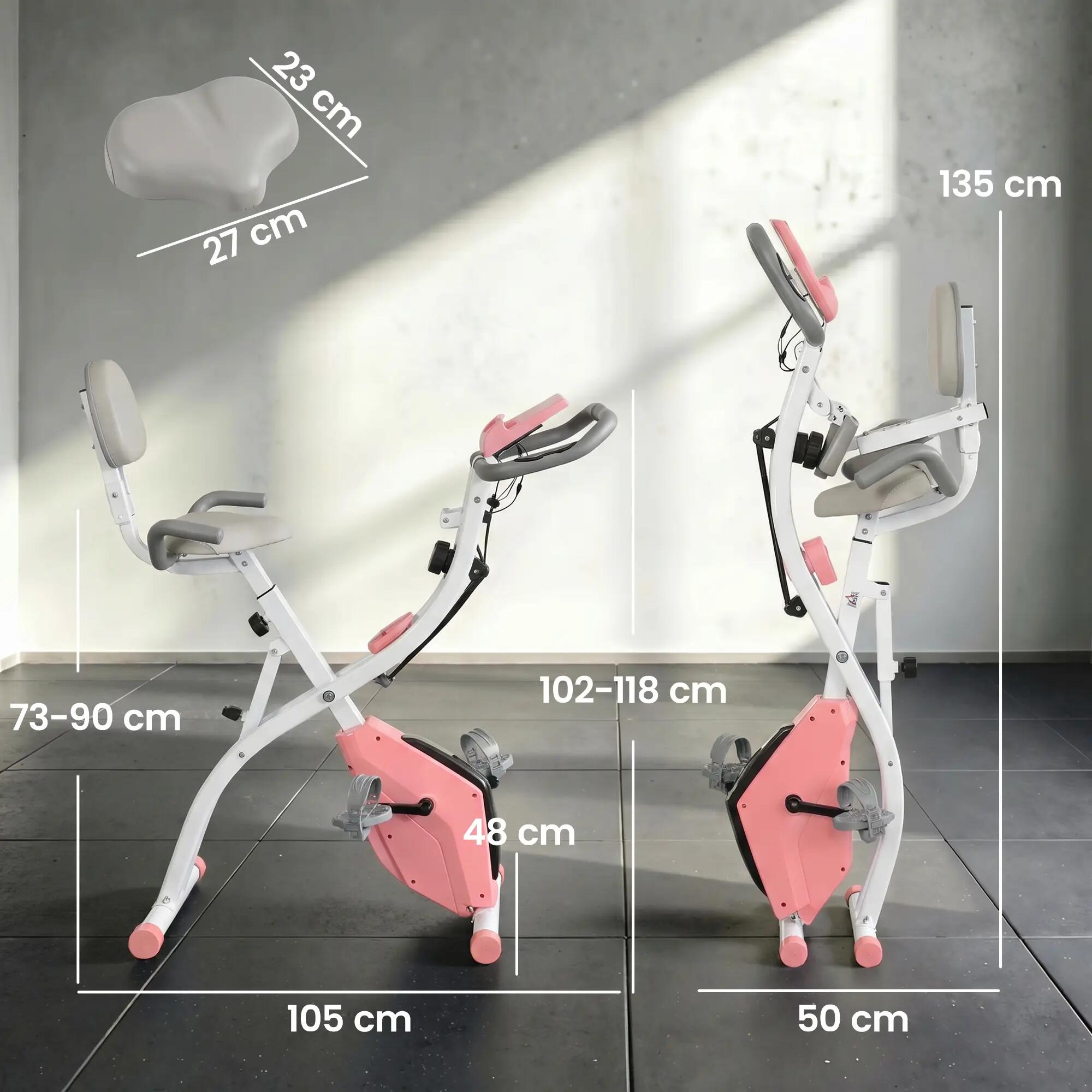Vélo d'appartement pliable 2 en 1, résistance magnétique réglable sur 8 niveaux, 5/9