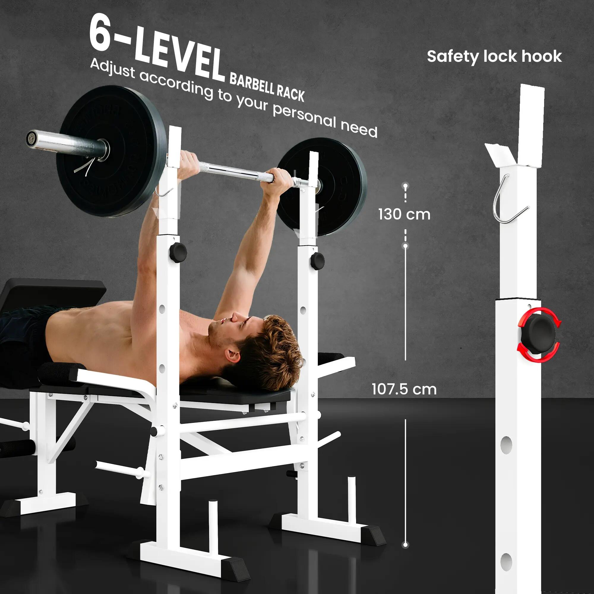 Banc de musculation avec support pour haltères, presse pectorale, presse à 7/9